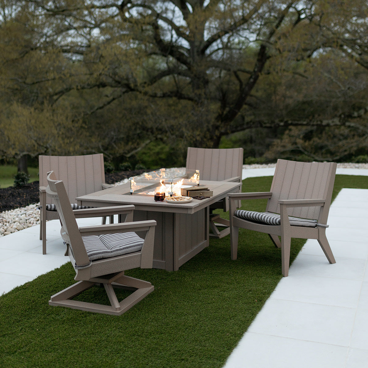 Berlin Gardens Donoma Rectangular Poly Lumber Fire Pit Table
