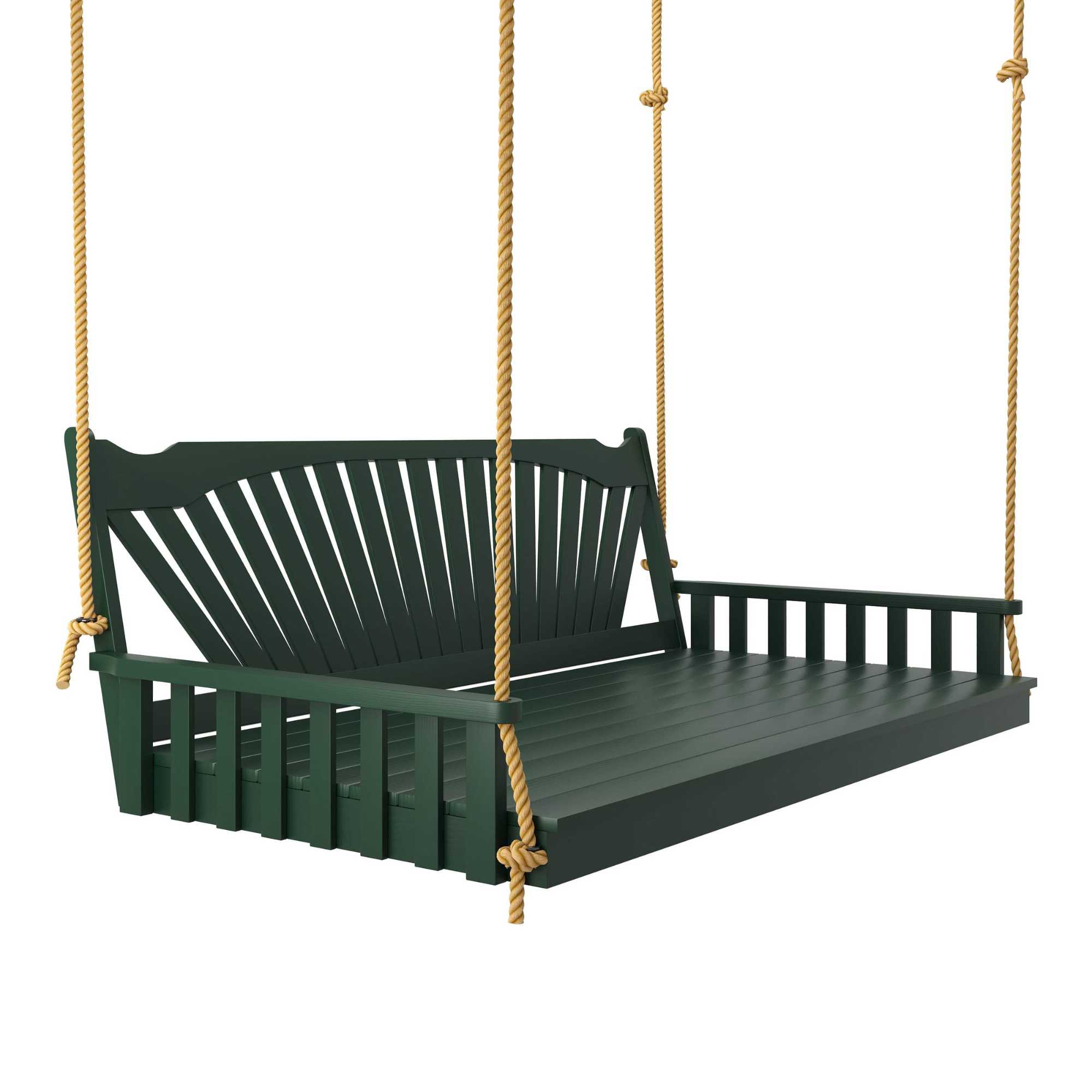 Keystone Amish Co. 4 Foot Sunburst Porch Swing Bed, Dark Green Paint