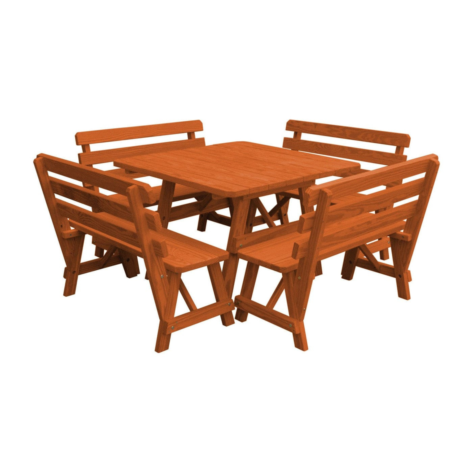Keystone Amish Co. 5-Piece Wood Outdoor Dining Set with Backed Benches