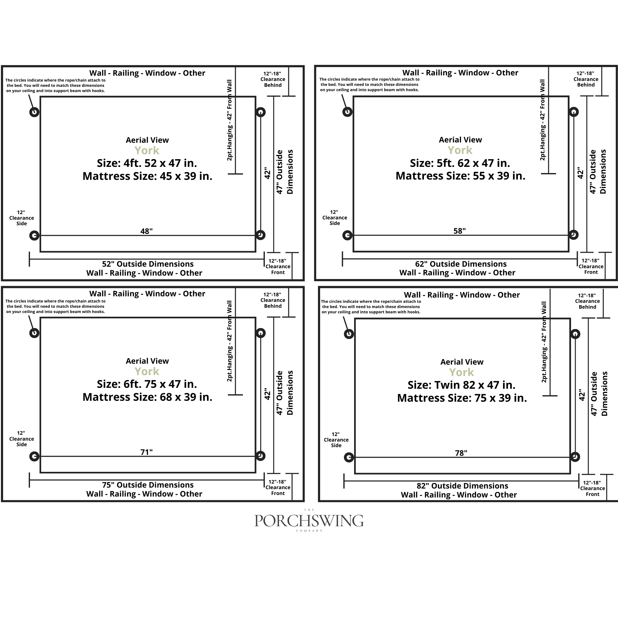 Keystone Amish Co. 4 Foot York Porch Swing Bed, Carribean Blue Paint