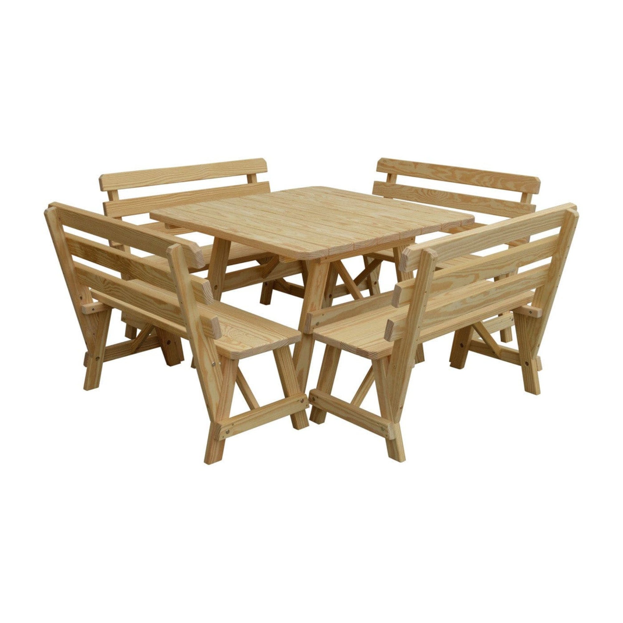 Keystone Amish Co. 5-Piece Wood Outdoor Dining Set with Backed Benches