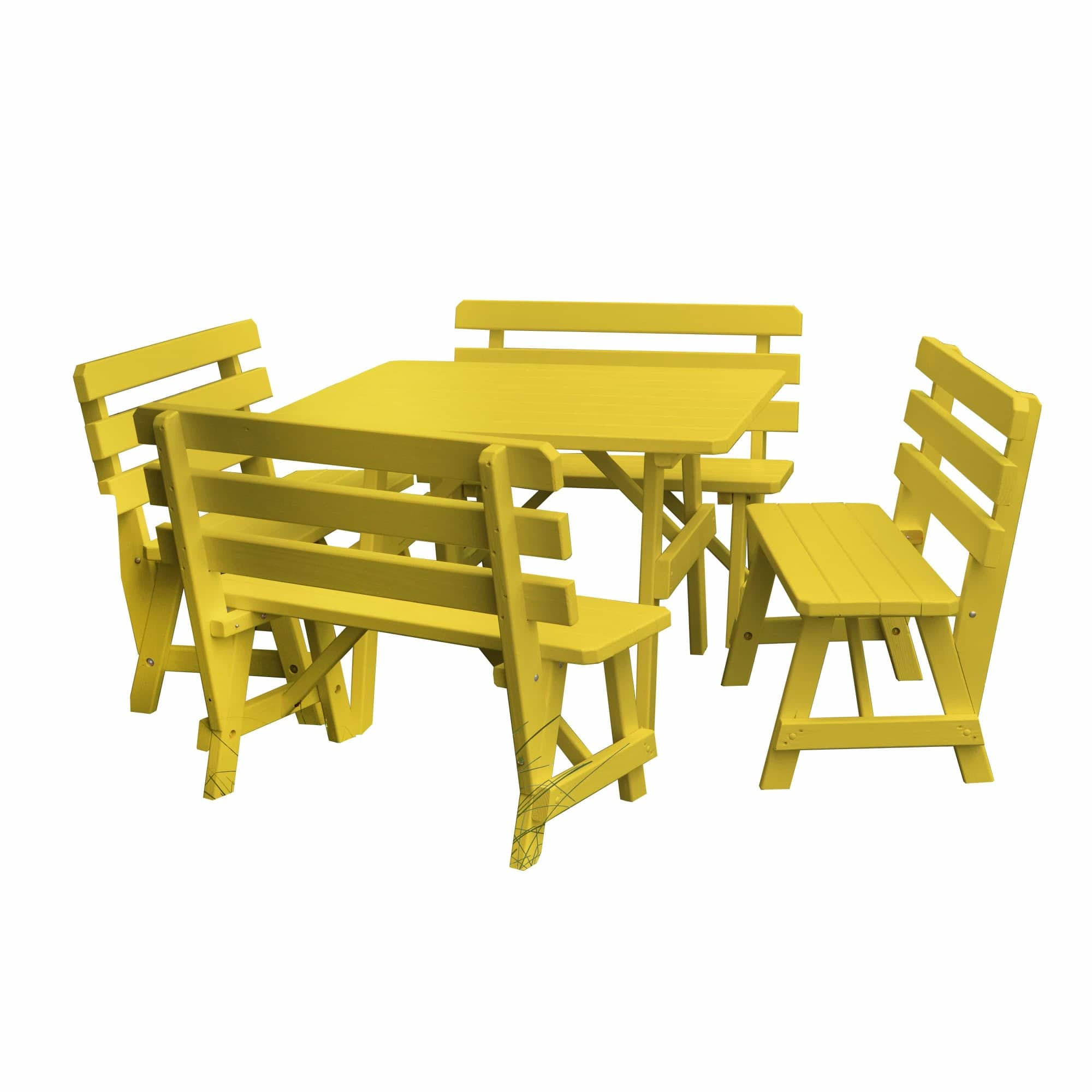 Keystone Amish Co. 5-Piece Wood Outdoor Dining Set with Backed Benches