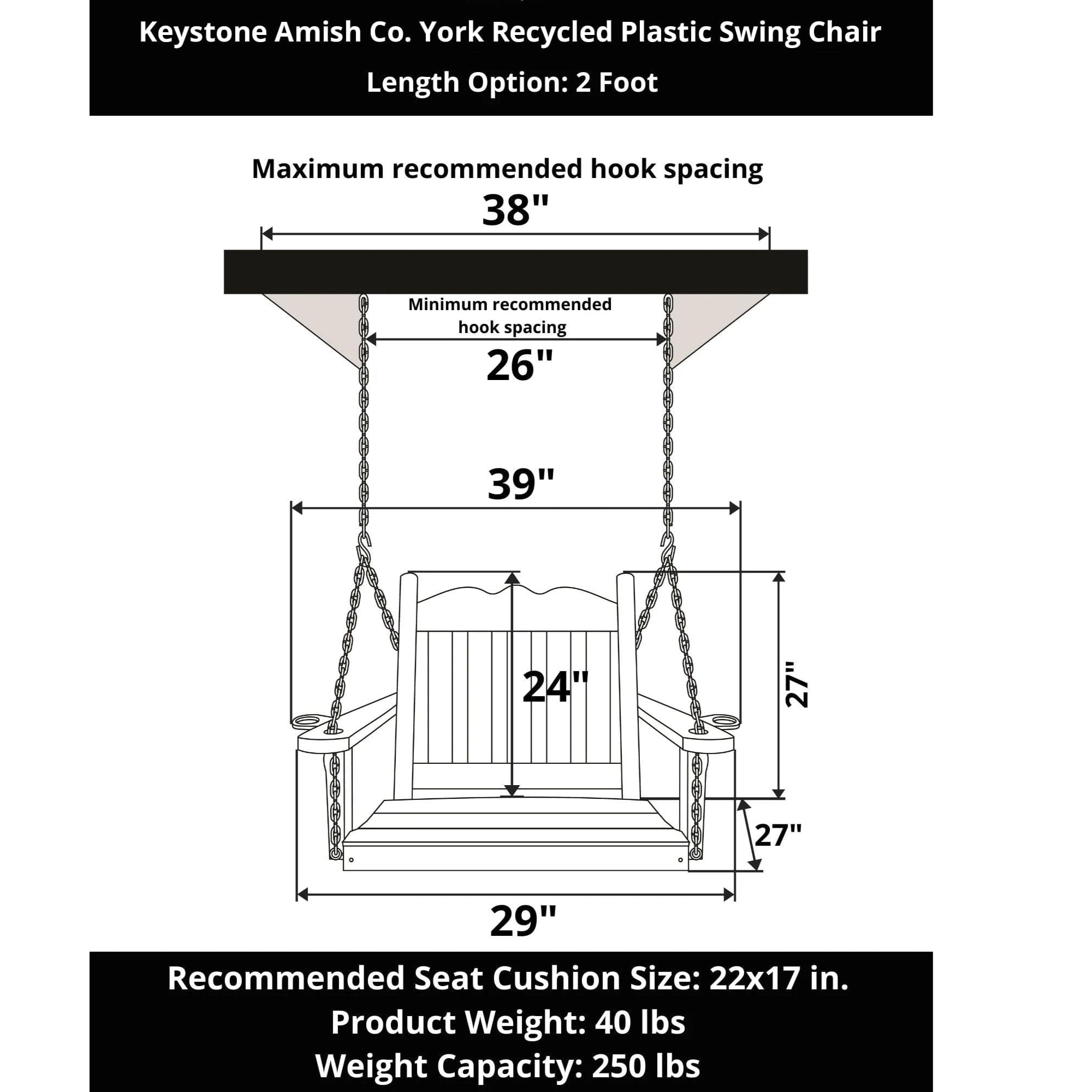 Keystone Amish Co. York Recycled Plastic Swing Chair, Cedar