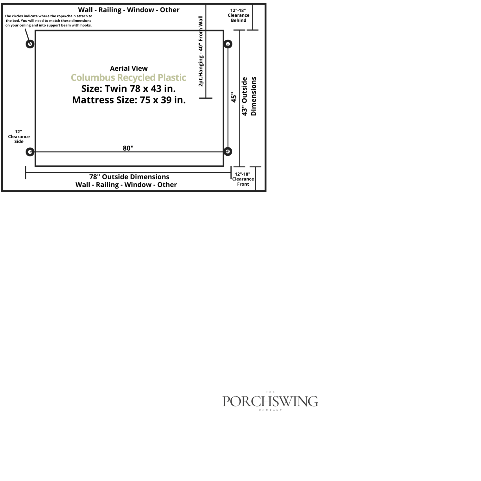 Keystone Amish Co. Twin Columbus Recycled Plastic Daybed Swing