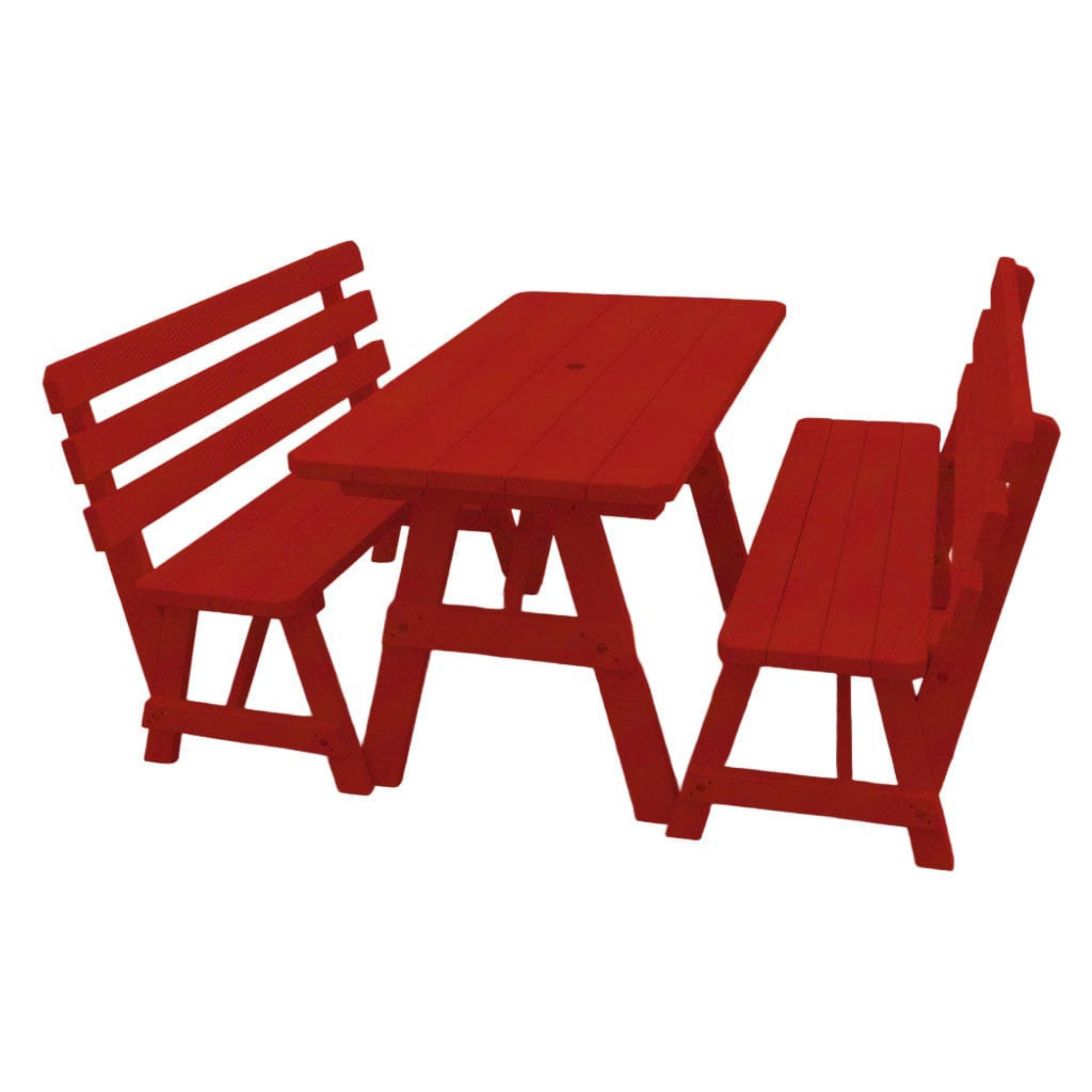 Keystone Amish Co. Wooden Outdoor Dining Set with 2 Backed Benches