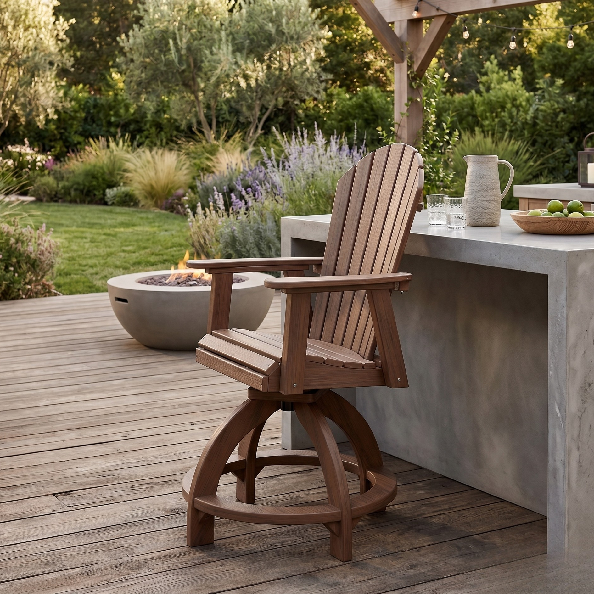 Berlin Gardens Comfo Back Outdoor Poly Lumber Swivel Counter Chair
