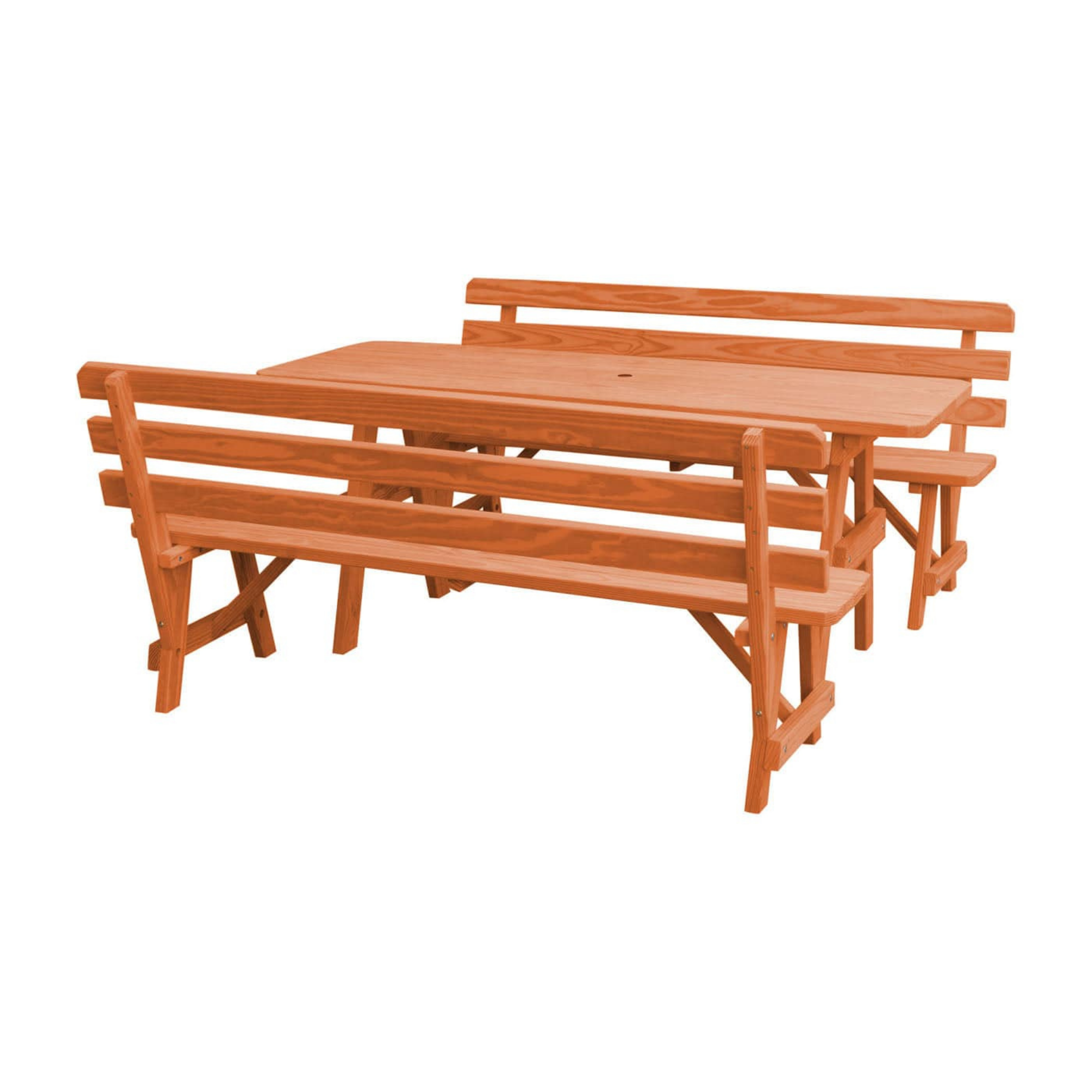 Keystone Amish Co. Wooden Outdoor Dining Set with 2 Backed Benches