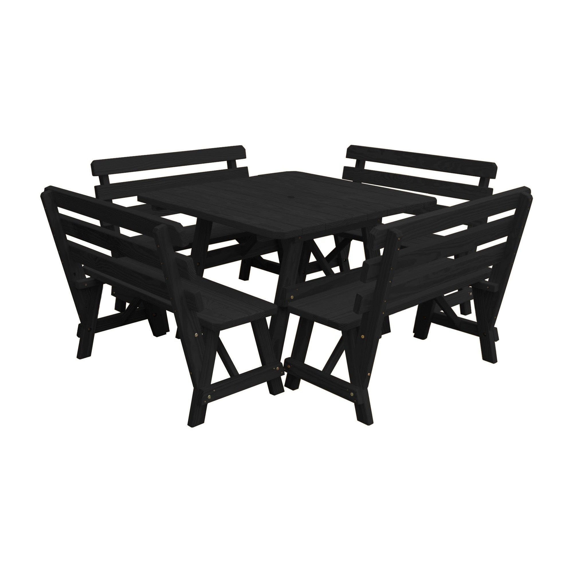 Keystone Amish Co. 5-Piece Wood Outdoor Dining Set with Backed Benches