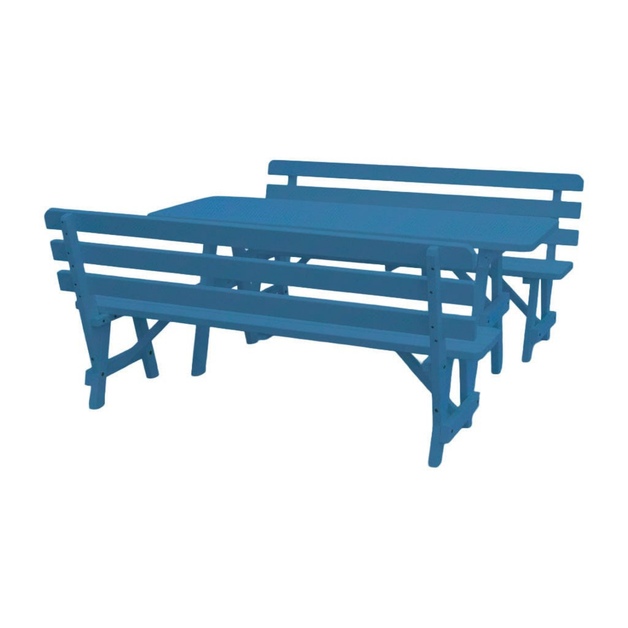 Keystone Amish Co. Wooden Outdoor Dining Set with 2 Backed Benches