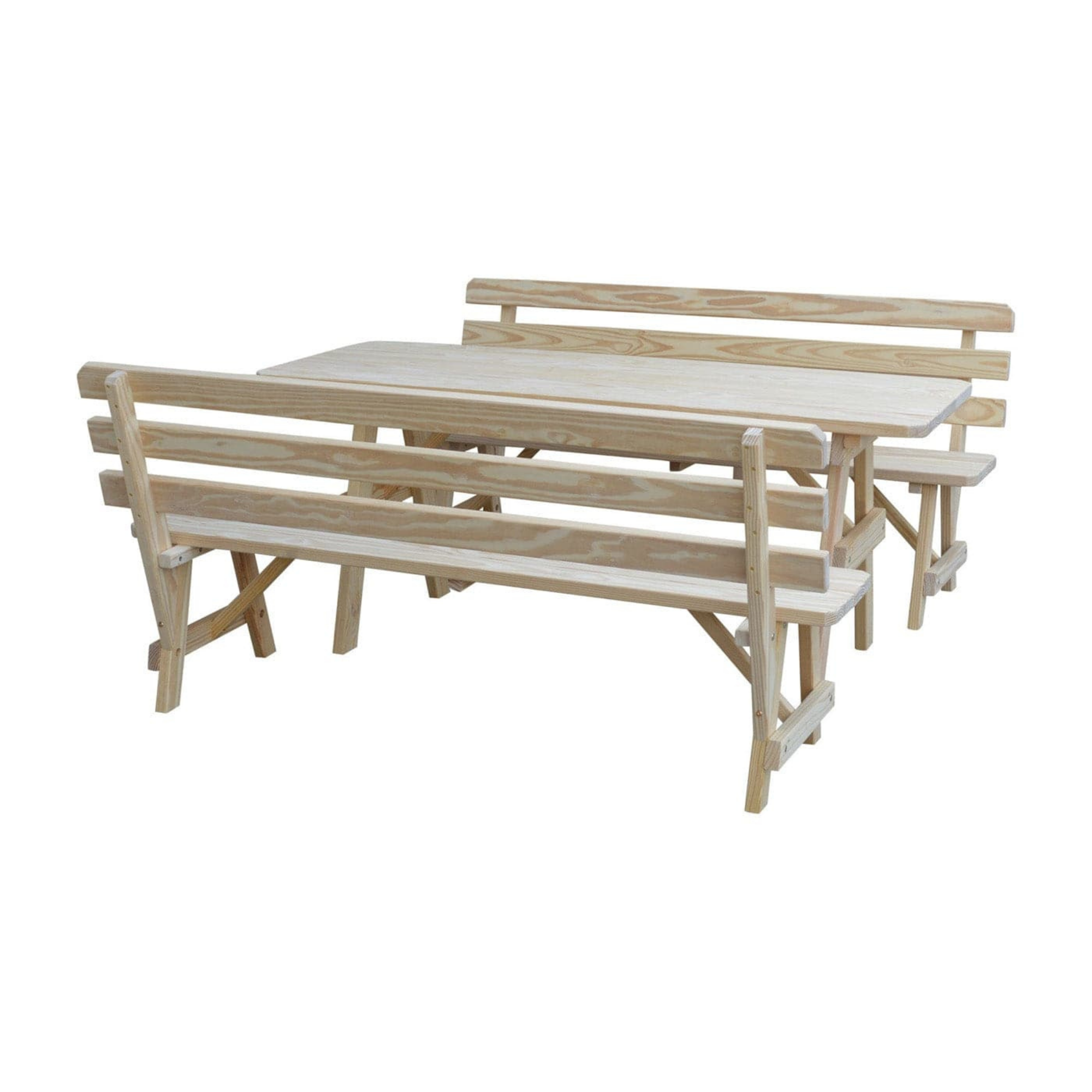 Keystone Amish Co. Wooden Outdoor Dining Set with 2 Backed Benches