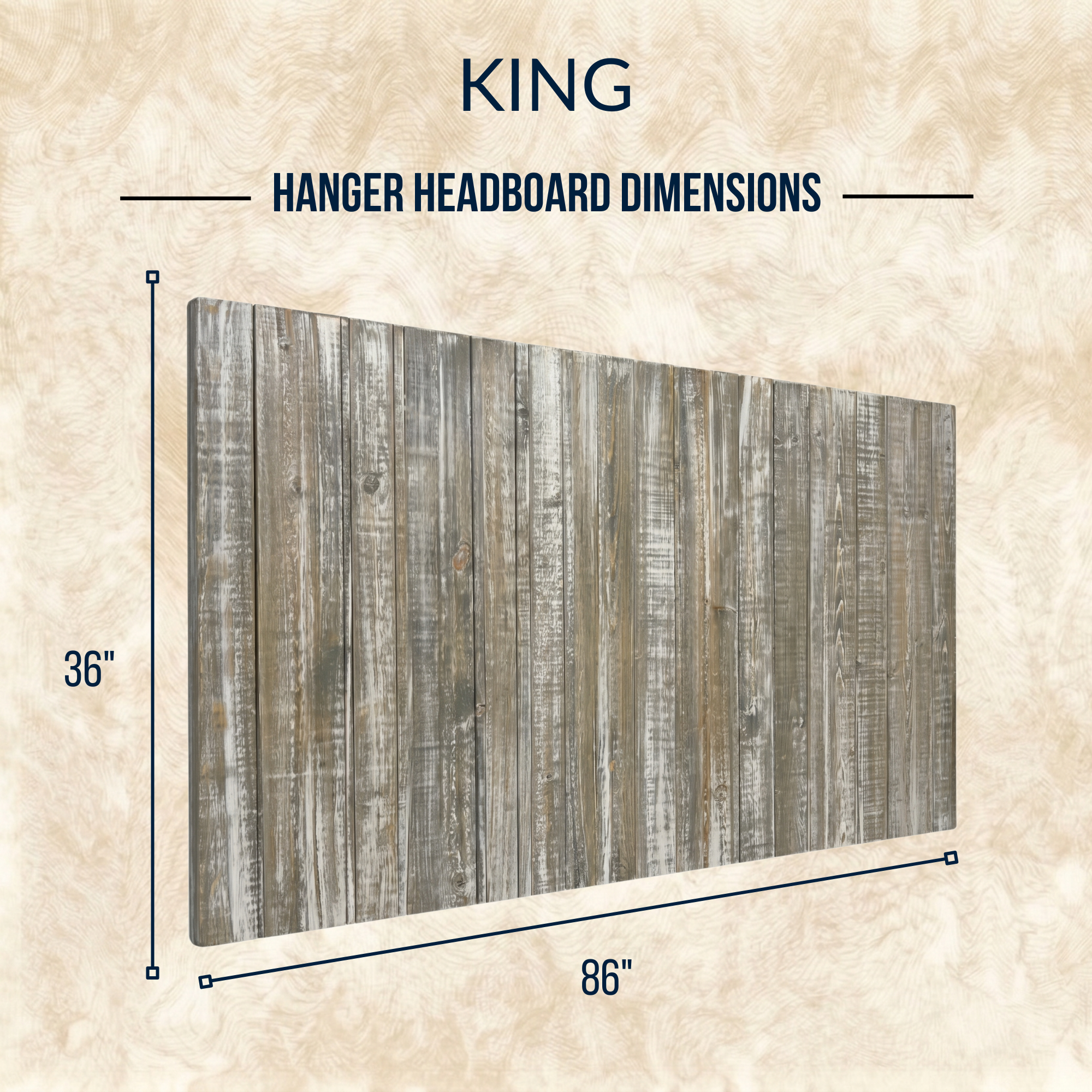 Keystone Amish Co. Graywash Solid Wood Headboard