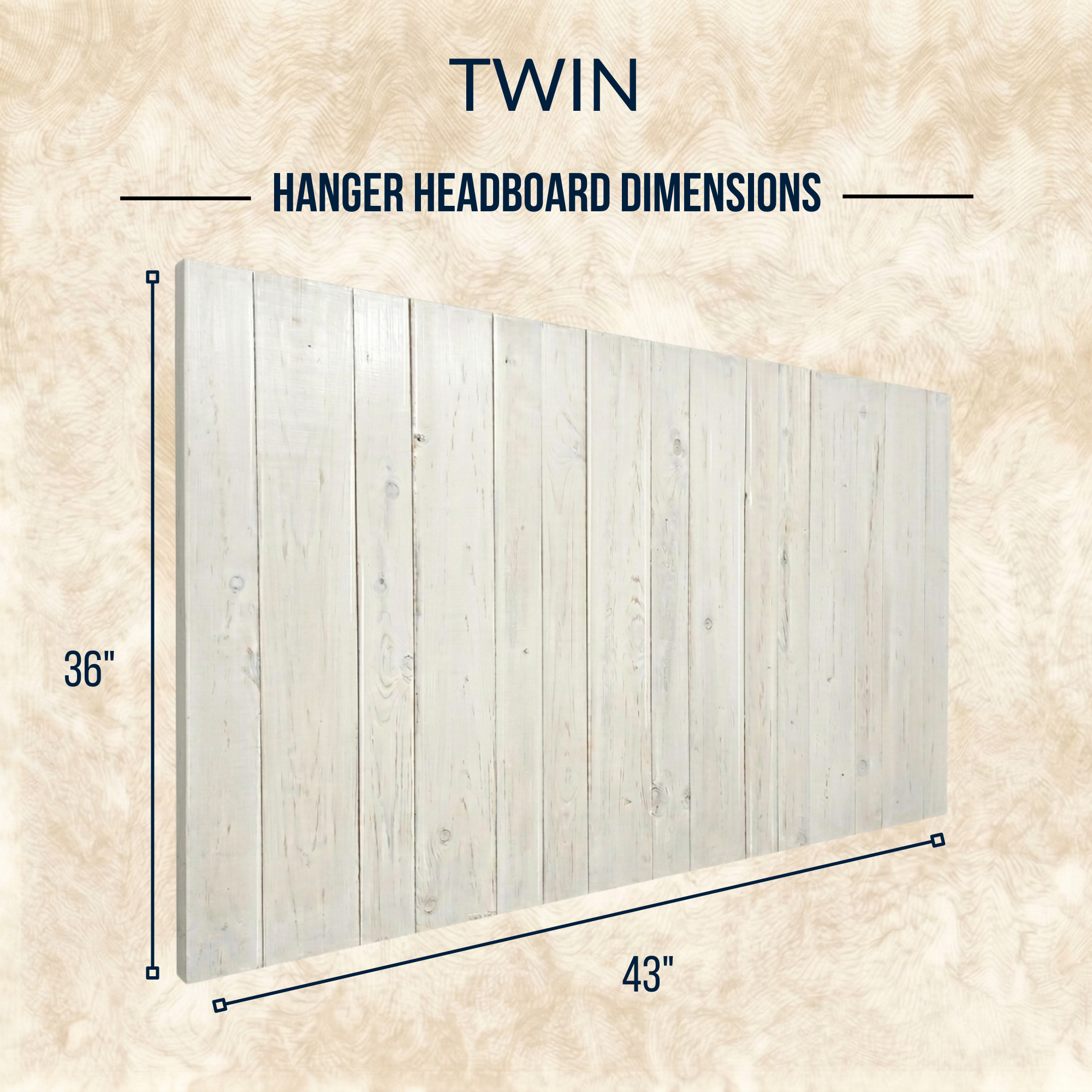 Keystone Amish Co. Whitewash Solid Wood Headboard
