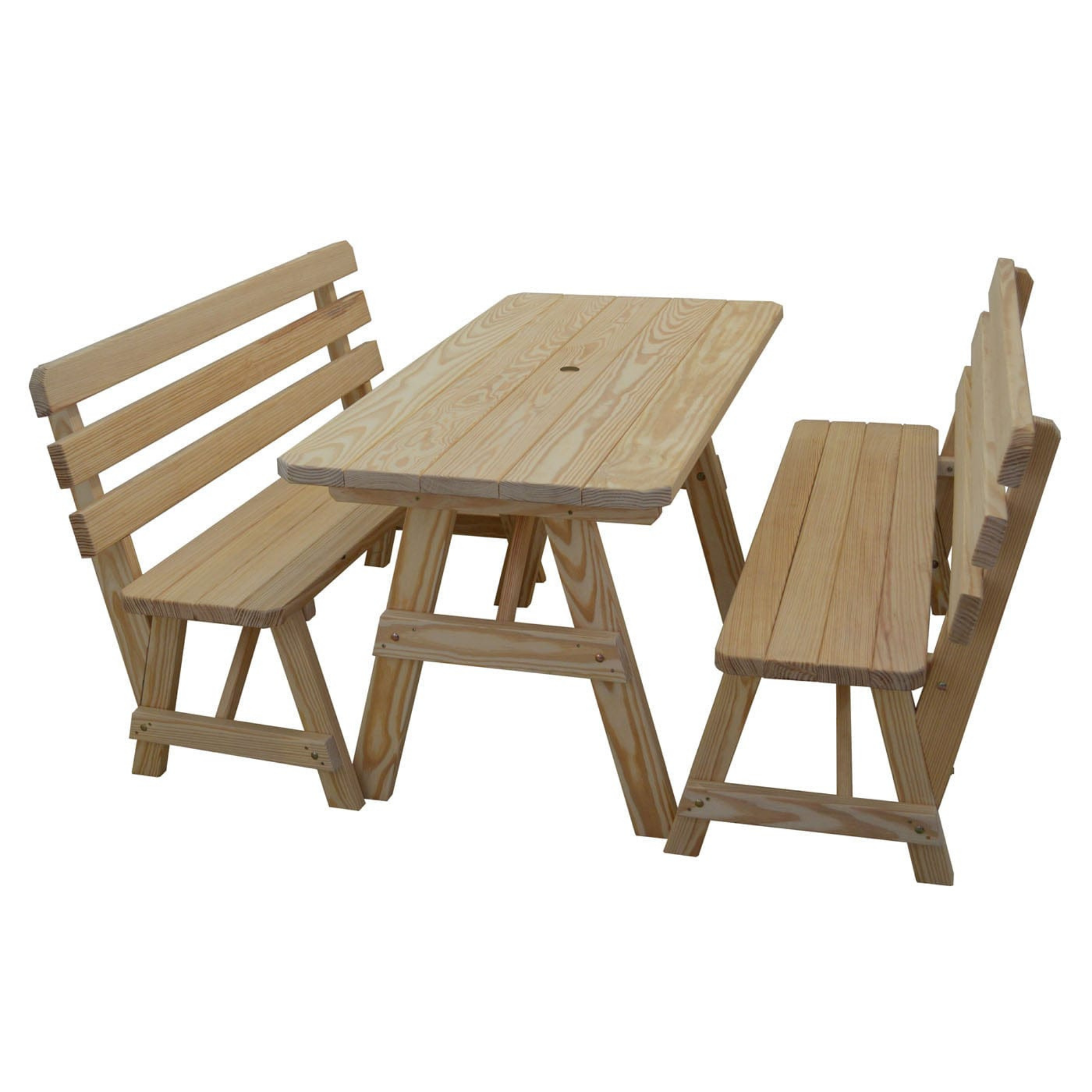 Keystone Amish Co. Wooden Outdoor Dining Set with 2 Backed Benches