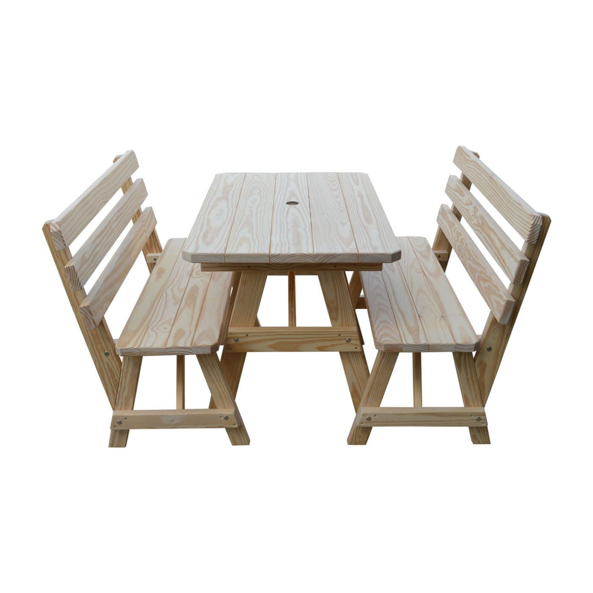 Keystone Amish Co. Wooden Outdoor Dining Set with 2 Backed Benches