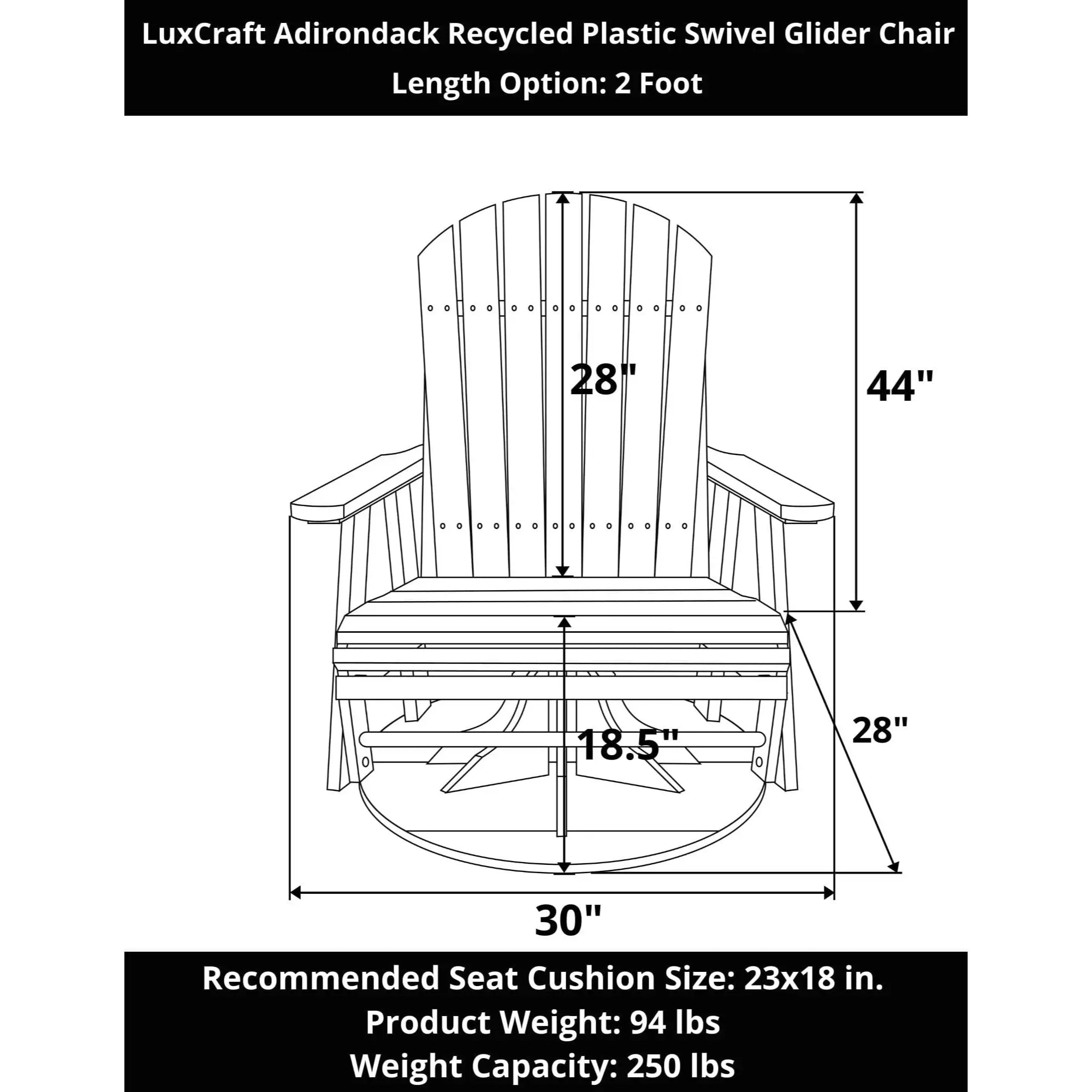 LuxCraft Adirondack Poly Composite Swivel Glider Chair