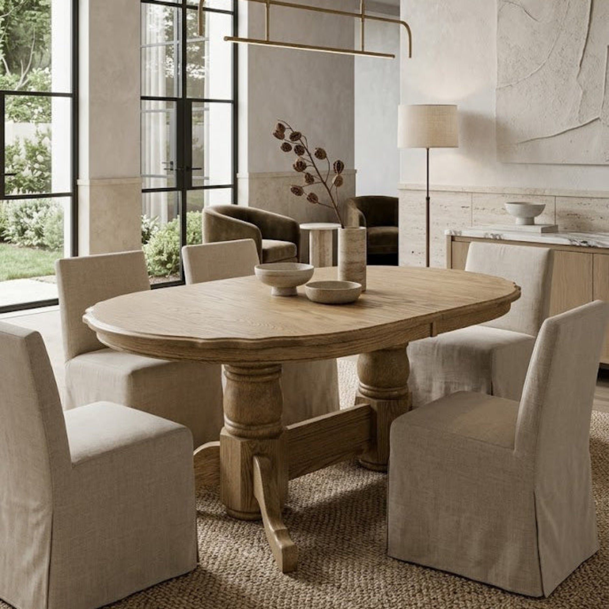 Hoosier Timbercraft Leesburg Oak Double Pedestal Table