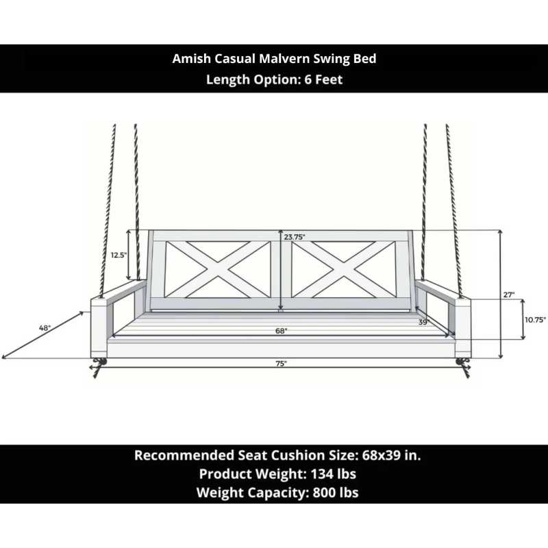 Amish Casual The Malvern Porch Swing Bed