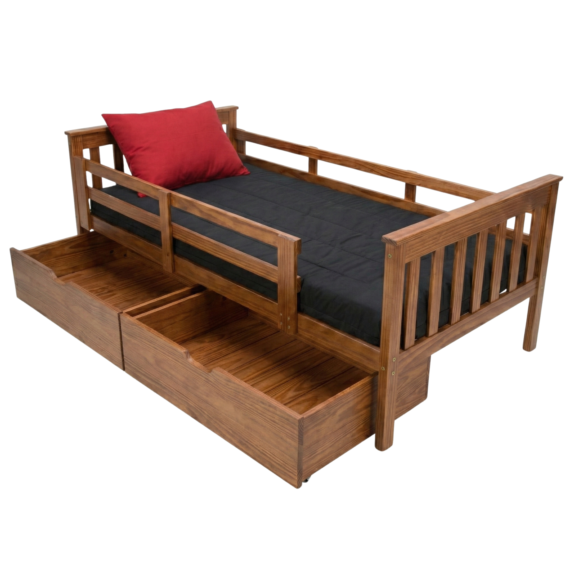 Versaloft Mission Amish Made Kids Bed Frame with Guardrails and 2-Piece Drawers