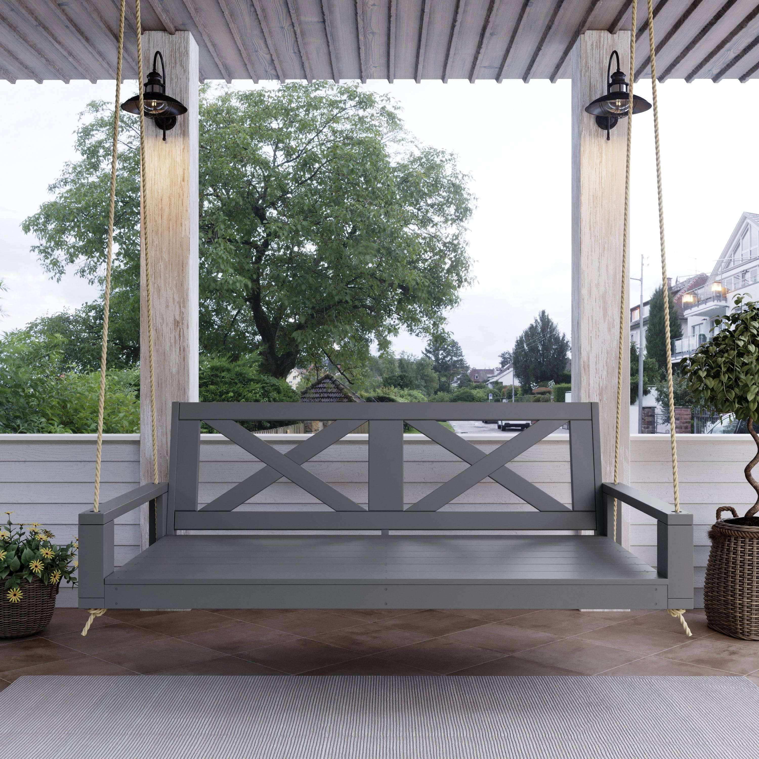 Malvern Swing Bed in Dovetail Gray Paint
