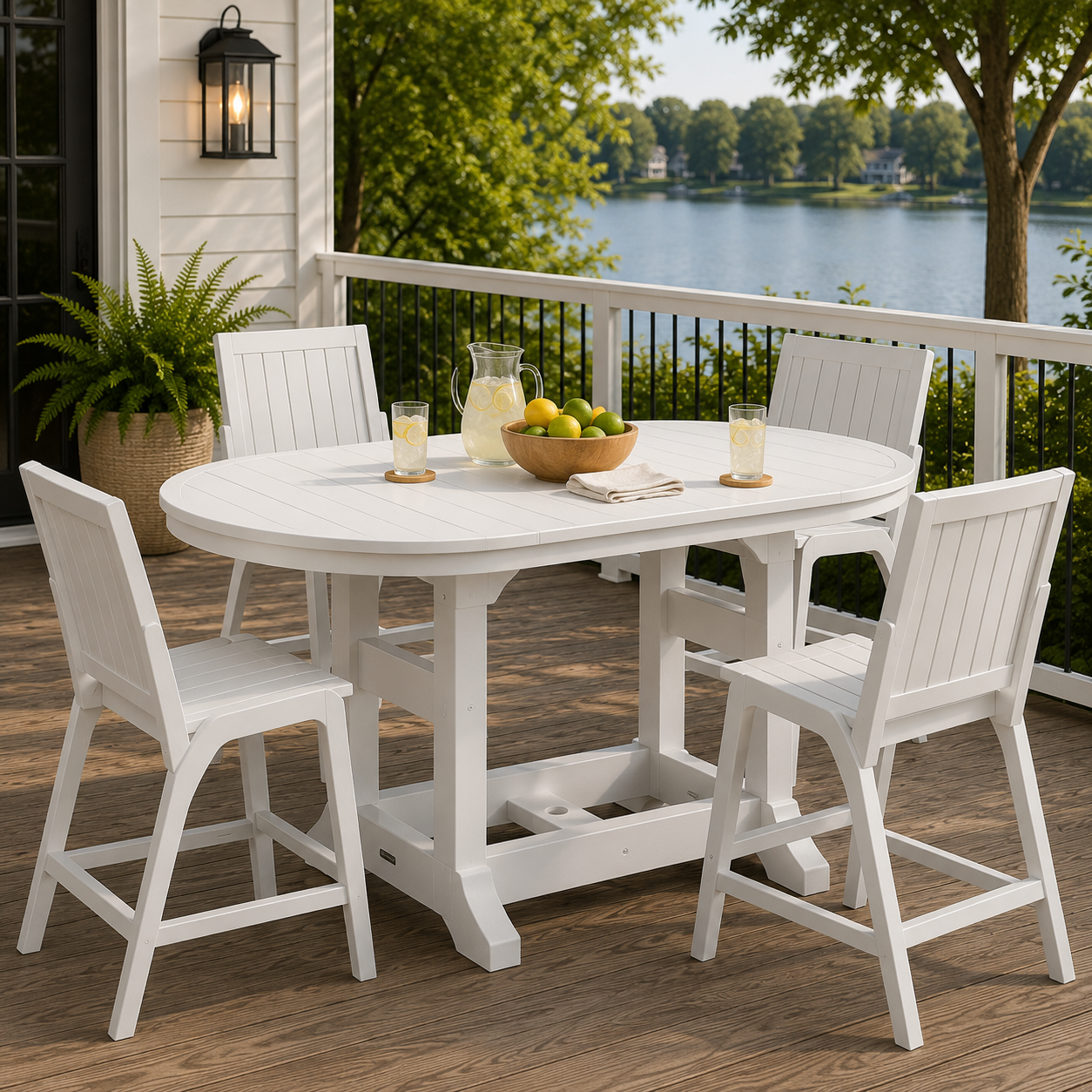Berlin Gardens Garden Classic Outdoor Poly Lumber 64″ Oblong Counter Height Dining Table