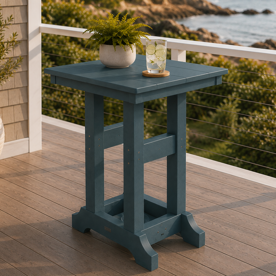 Berlin Gardens Garden Classic Outdoor Poly Lumber Square Bar Table