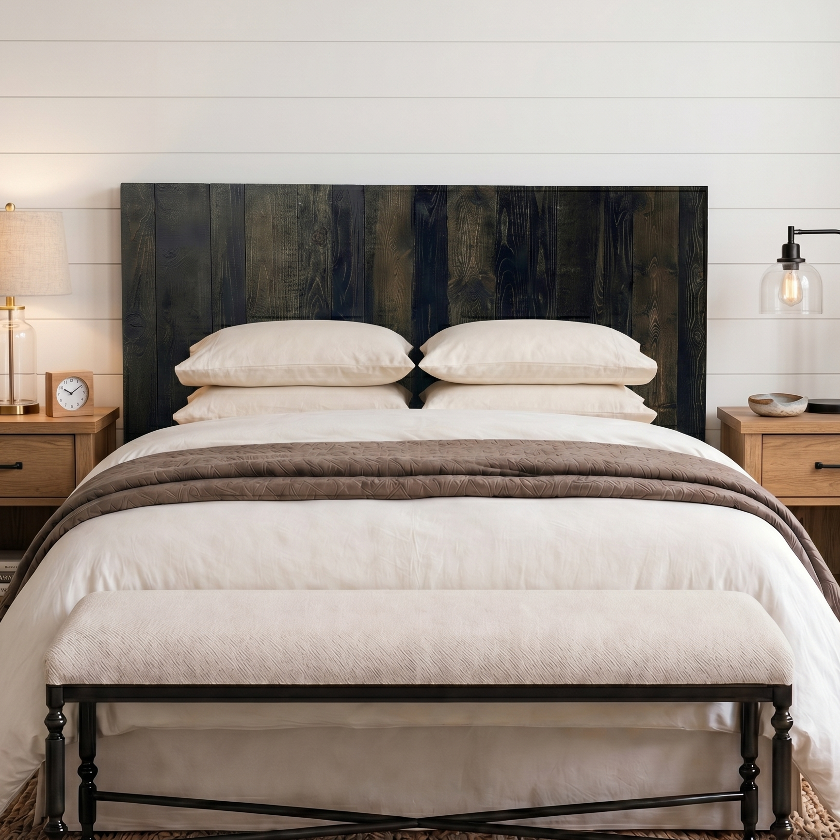 Keystone Amish Co. Rustic Black Stain Solid Wood Headboard