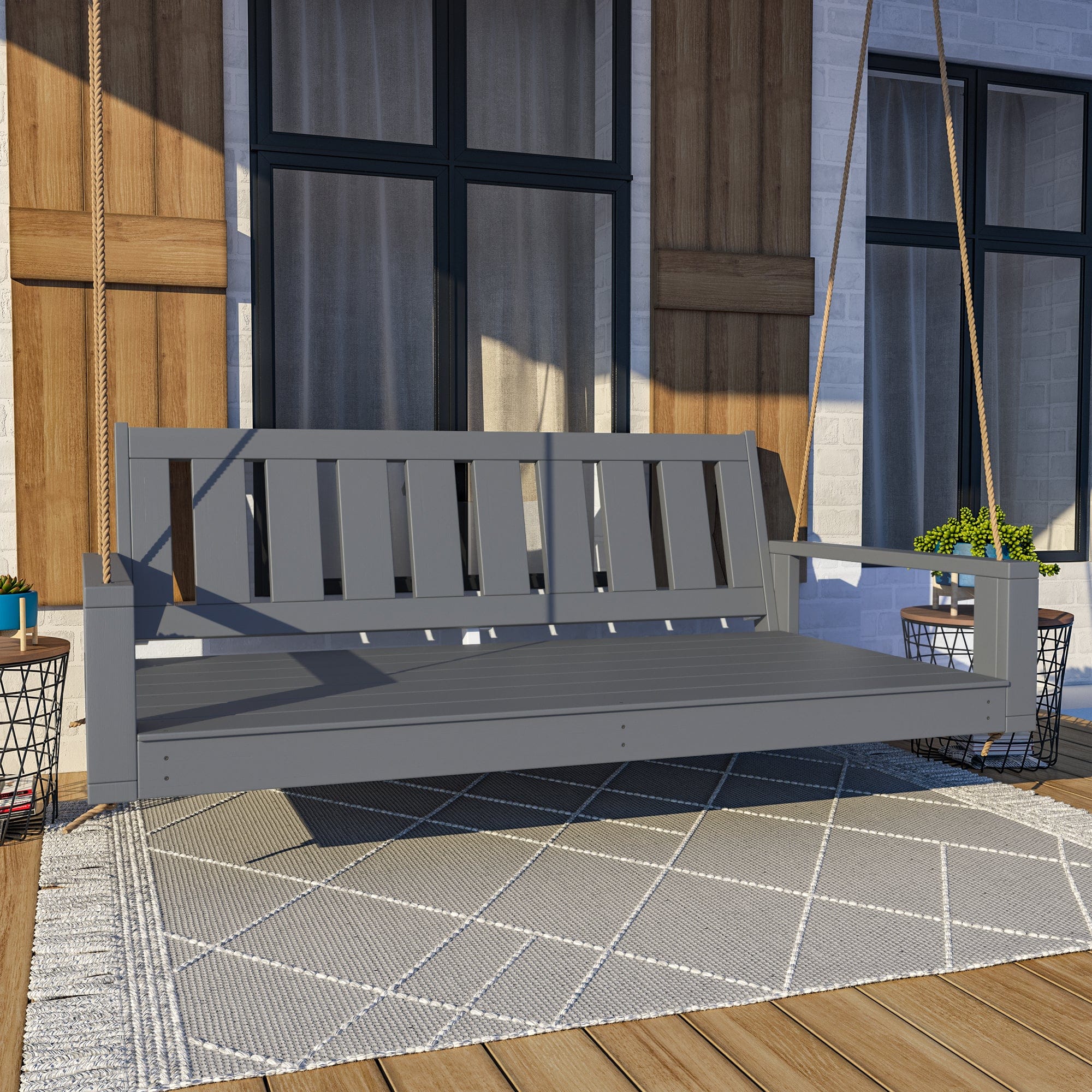 Amish Casual 4 Foot Uptown Porch Swing Bed in Dovetail Grey Paint