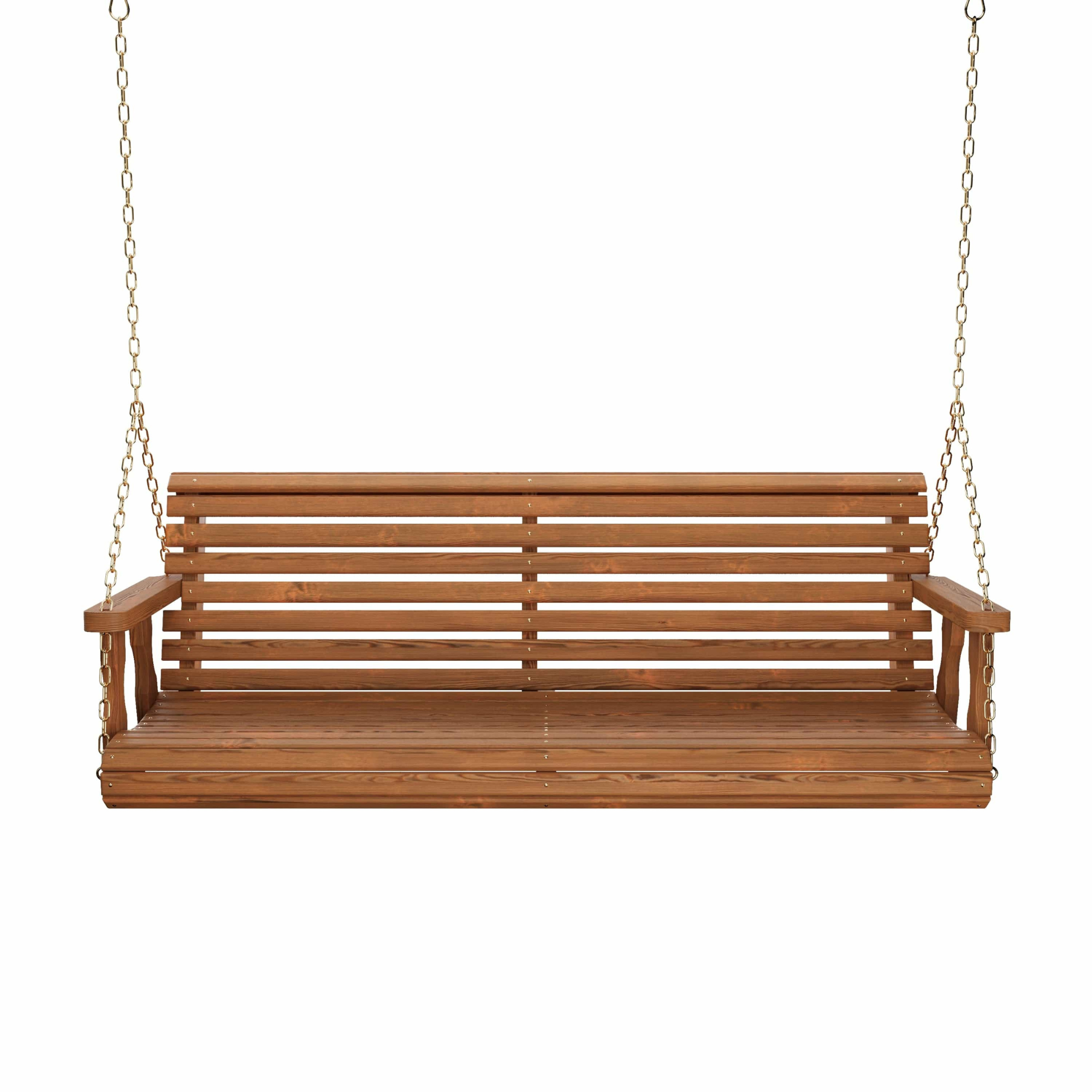 Amish Casual 5 Foot Roll Back Porch Swing in Oak with Clearcoat