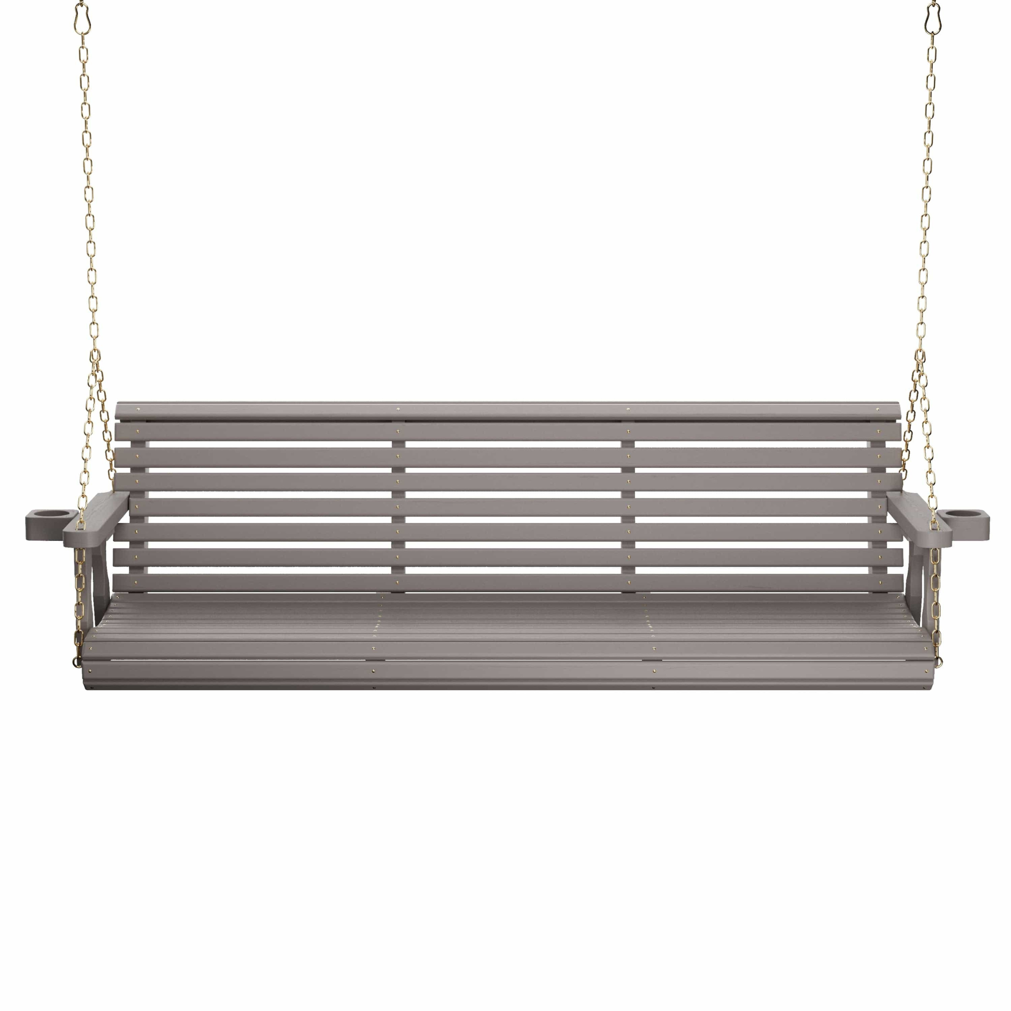 Amish Casual 6 Foot Roll Back Porch Swing in Grey Stain with Clearcoat