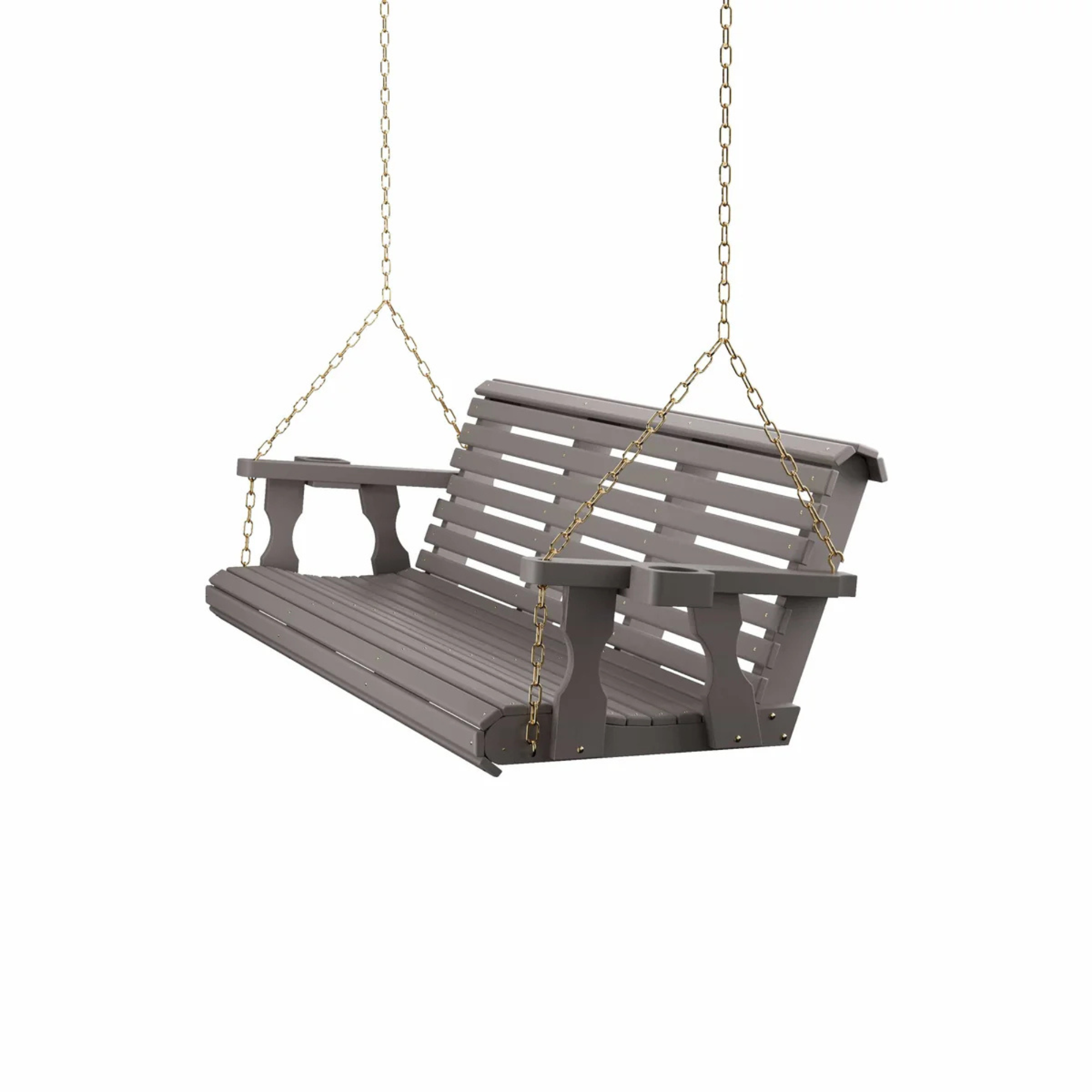 Amish Casual 6 Foot Roll Back Porch Swing in Grey Stain with Clearcoat