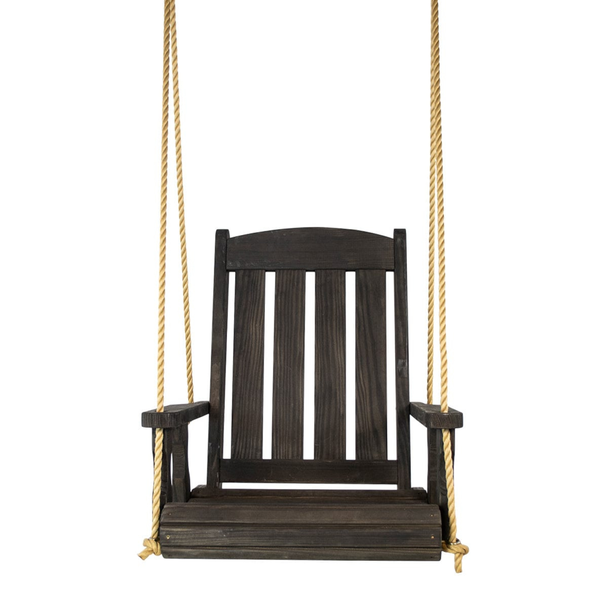 Amish Casual Heavy Duty Outdoor Wood Swing Chair in Black Clearcoat