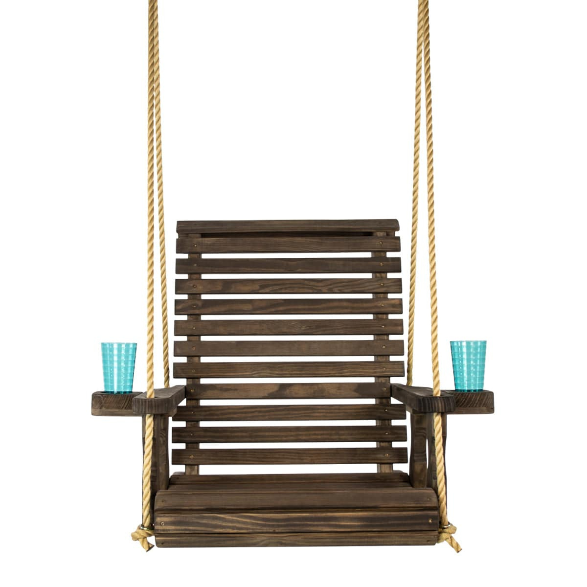 Amish Casual Dark Walnut Stain Clearcoat Roll Back Swing Chair