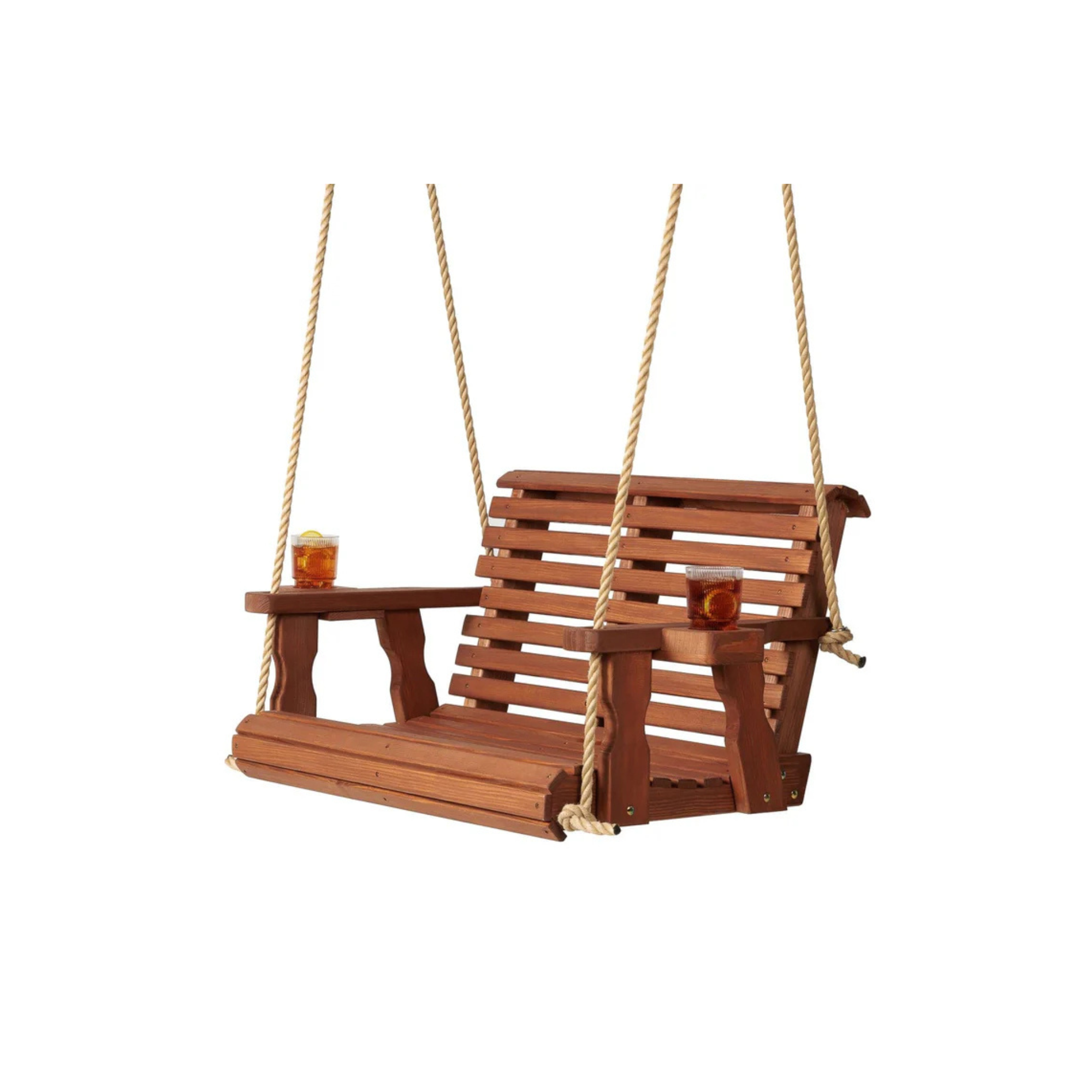 Amish Casual 3 Foot Roll Back Porch Swing in Cedar with Clearcoat