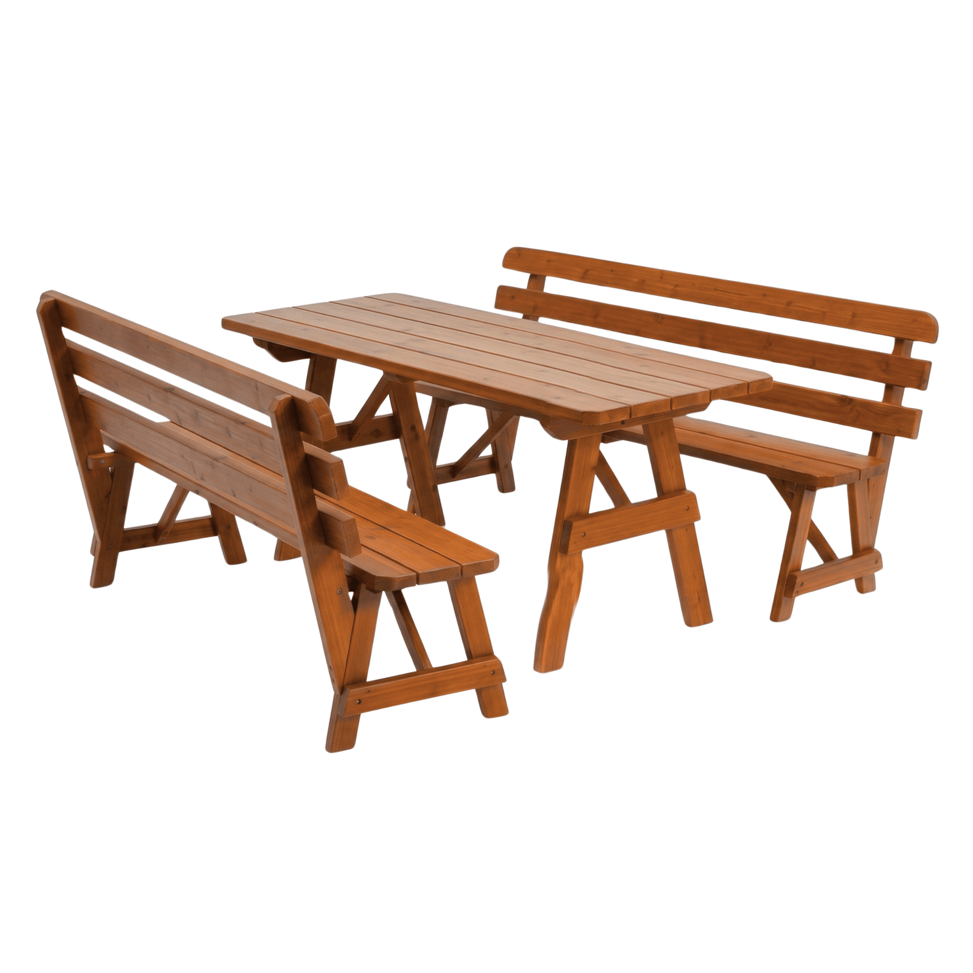 Keystone Amish Co. Red Cedar Outdoor Table with Backed Benches