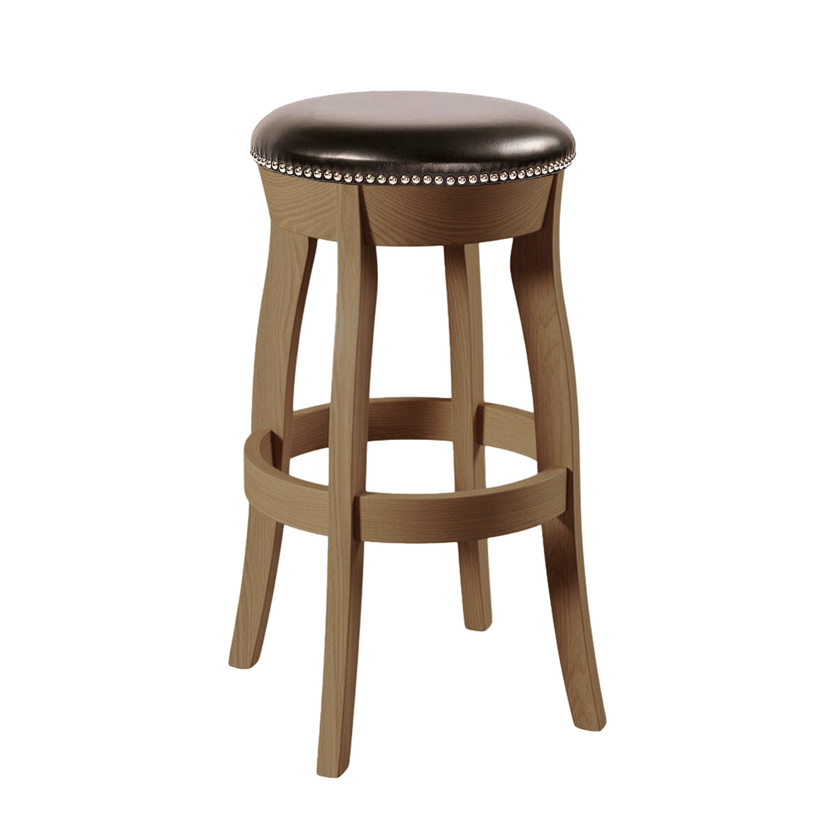 Hoosier Timbercraft Clark Swivel Leather Bar Stool