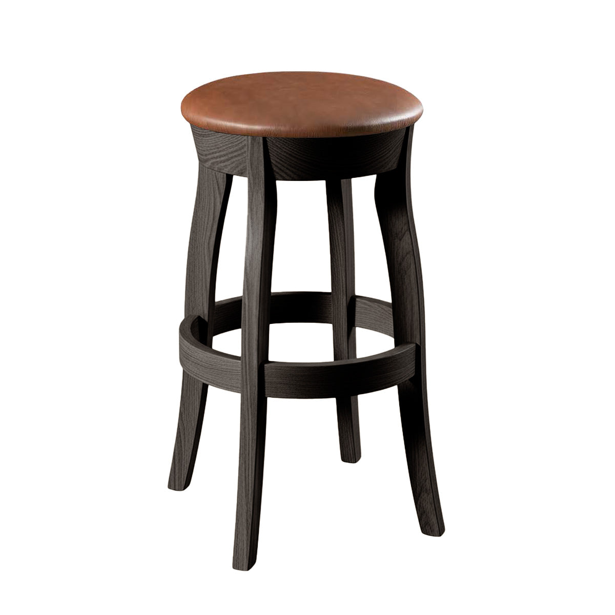 Hoosier Timbercraft Clark Swivel Leather Bar Stool