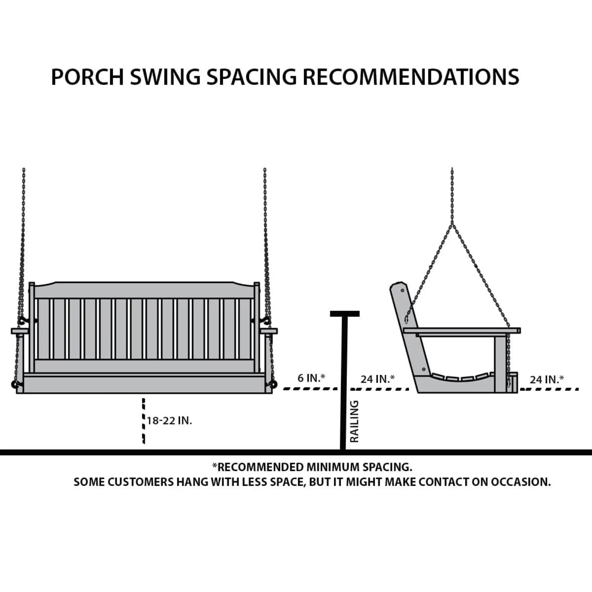 LuxCraft Classic Highback Console 5-Foot Poly Composite Porch Swing