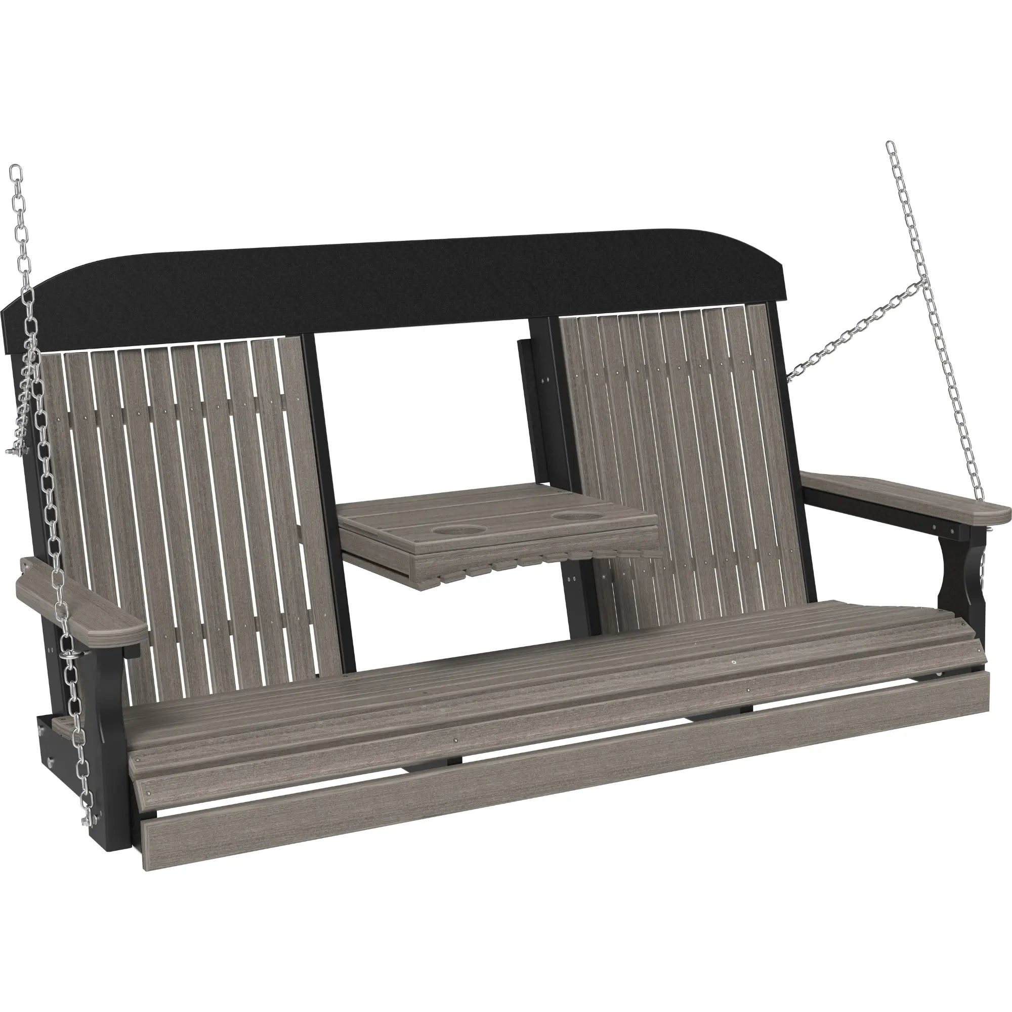 LuxCraft Classic Highback Console 5-Foot Poly Composite Porch Swing