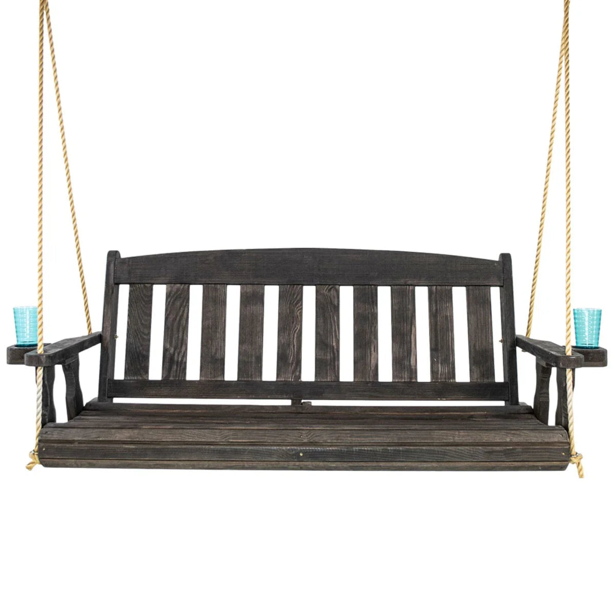 Amish Casual 4 Foot Black Stain Mission Porch Swing with Clearcoat