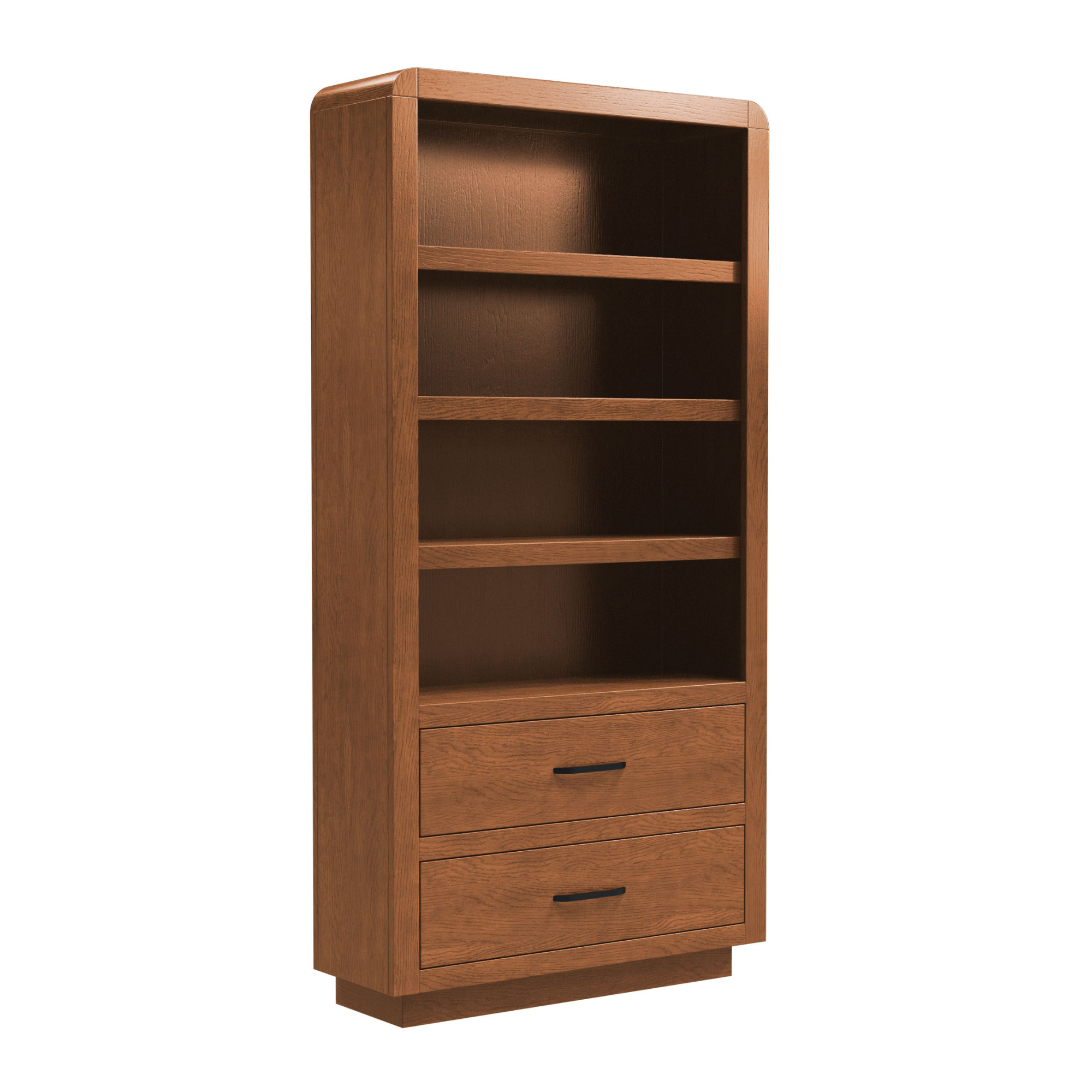 High Bank Woodworks Higley White Oak 2-Drawer Bookcase with 3 Adjustable Shelves