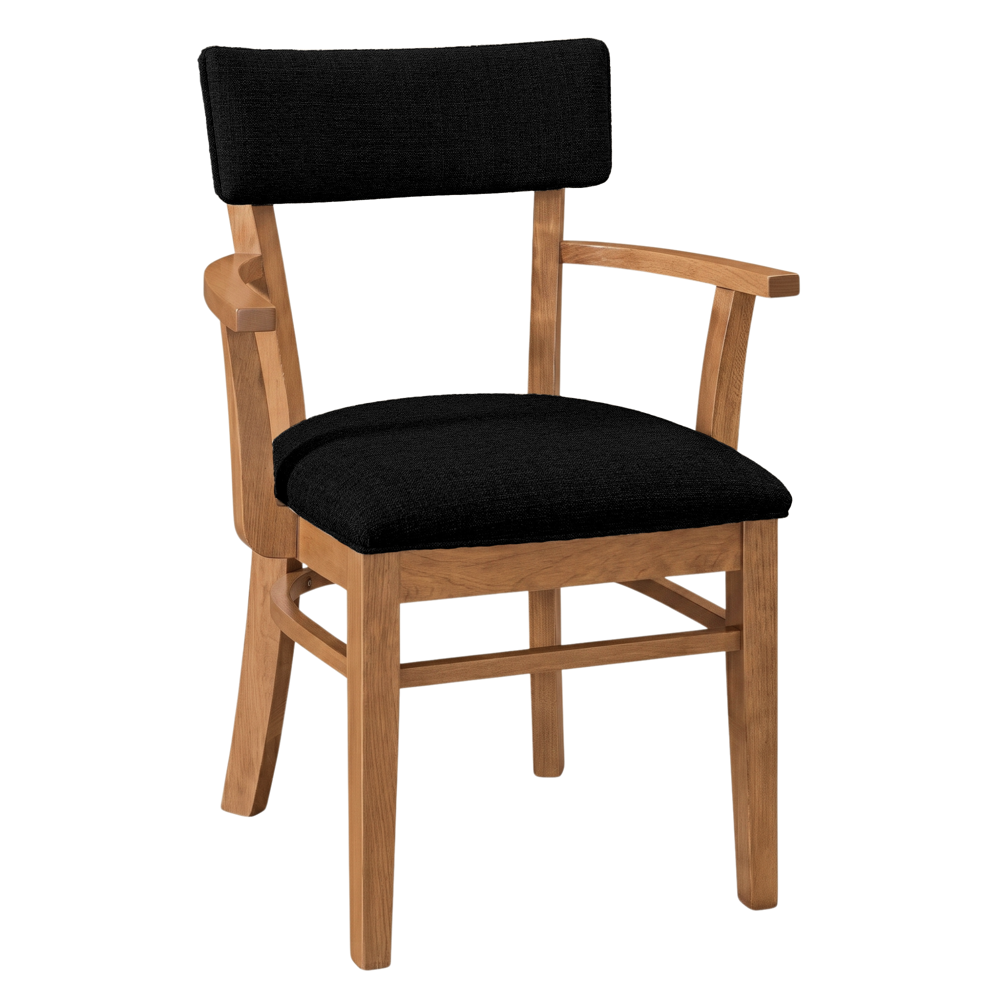 Hoosier Timbercraft Miller Upholstered Arm Maple Dining Chair