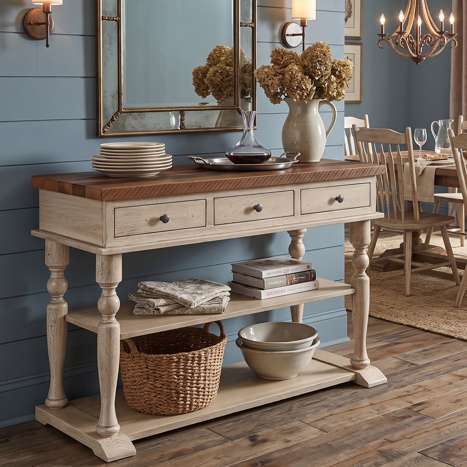 Hoosier Timbercraft Reclaimed Oak Barnwood Console Server Table