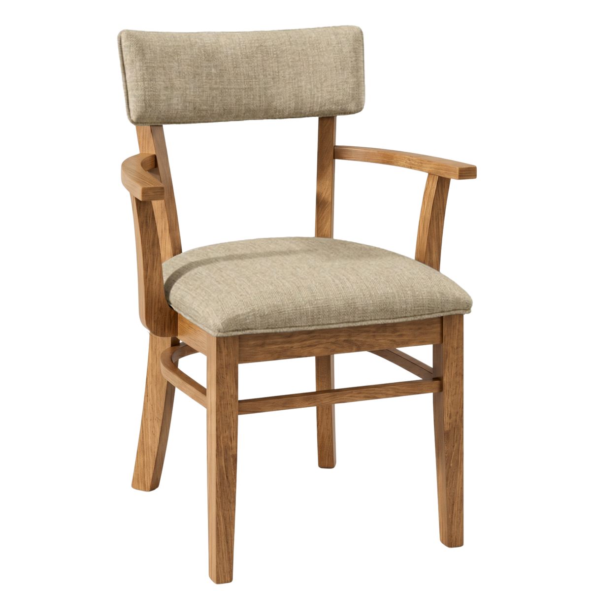 Hoosier Timbercraft Miller Upholstered Arm Maple Dining Chair