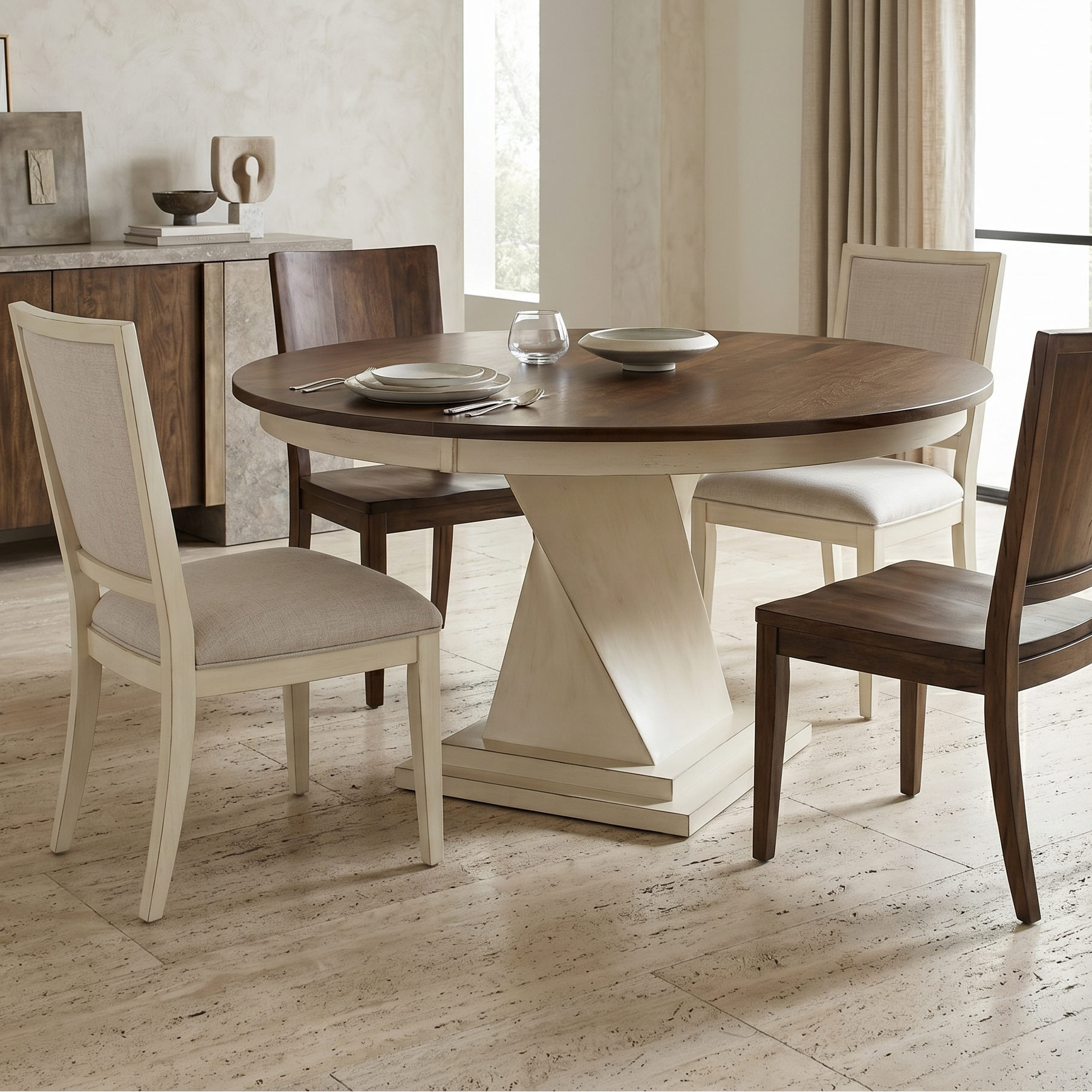 Hoosier Timbercraft Westfield Brown Maple Single Pedestal Table