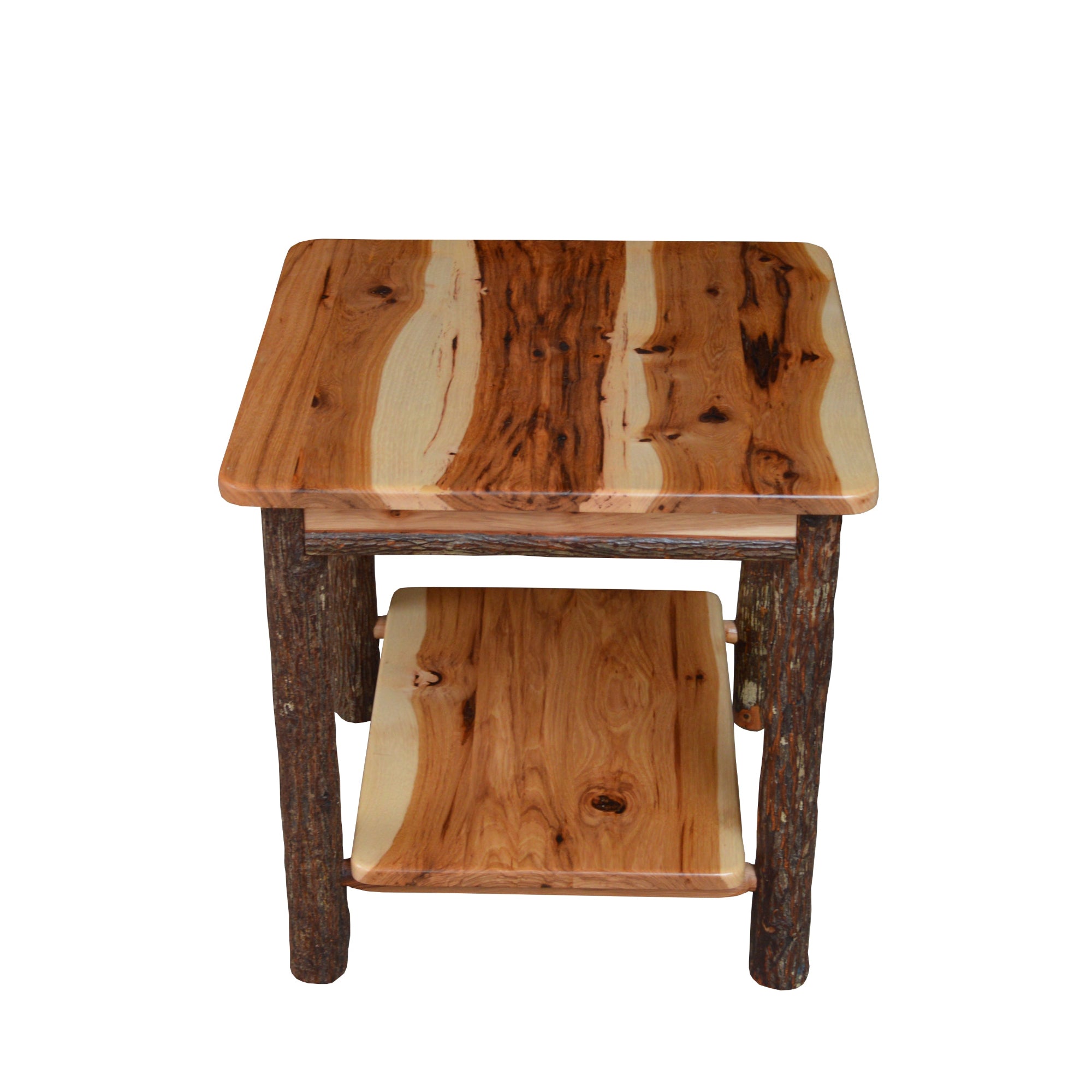 Keystone Amish Co. Hickory Solid Wood End Table with Shelf