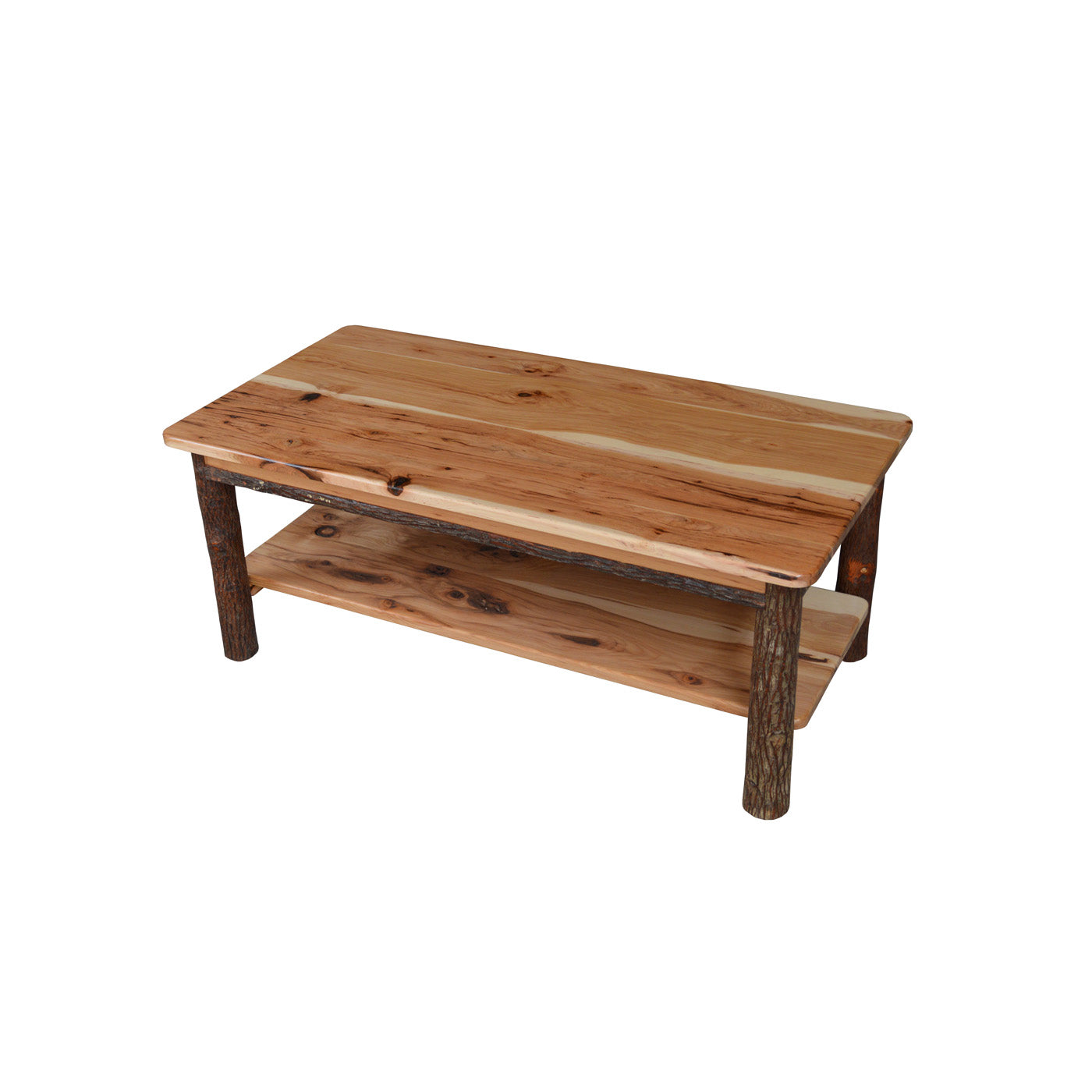 Keystone Amish Co. Hickory Solid Wood Coffee Table with Shelf