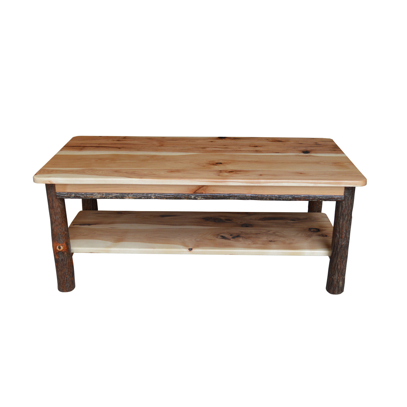 Keystone Amish Co. Hickory Solid Wood Coffee Table with Shelf