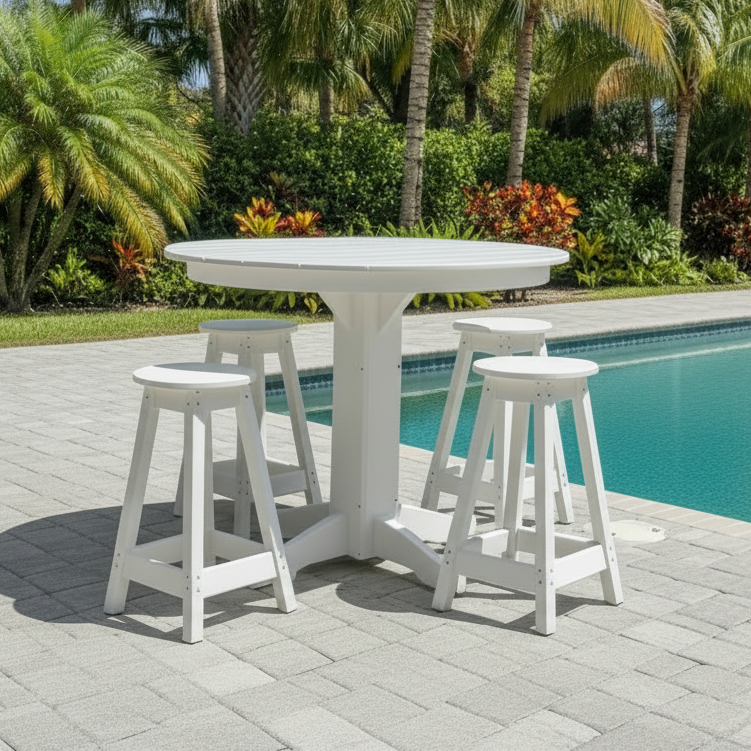 Keystone Amish Co. Sierra 5-Piece Poly Counter-Height Dining Set with Round Table