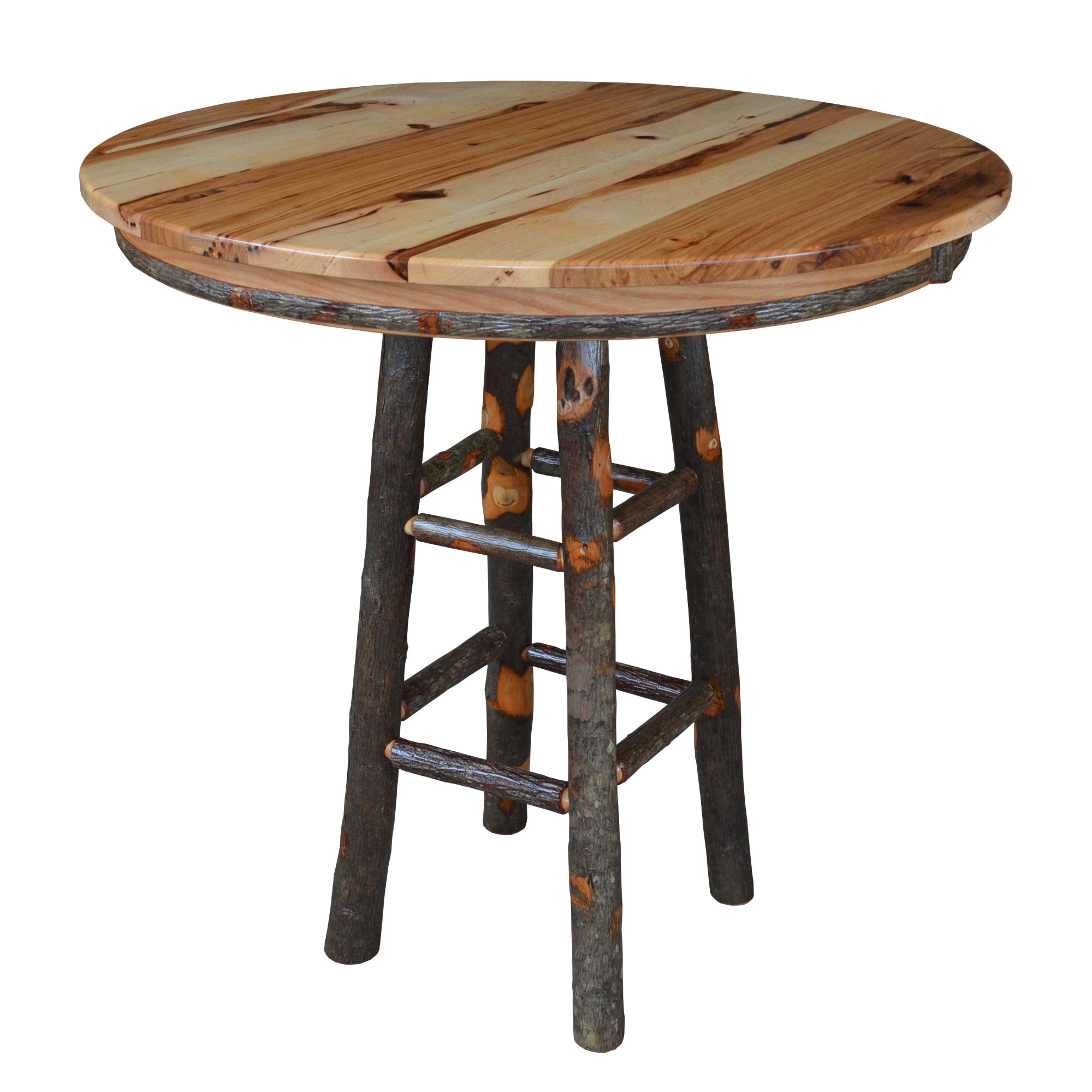 Keystone Amish Co. Round Hickory Rustic Bar Table