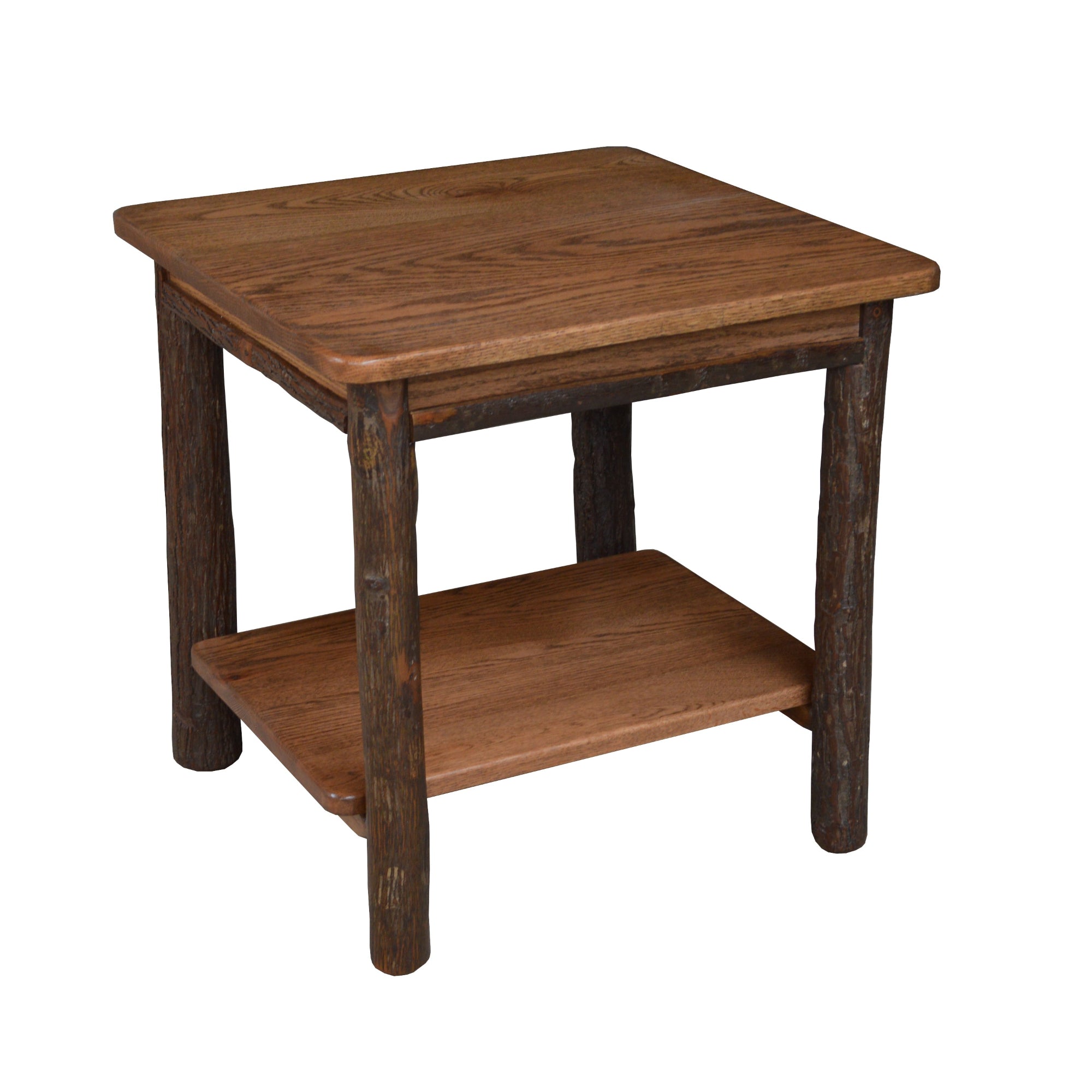Keystone Amish Co. Hickory Solid Wood End Table with Shelf